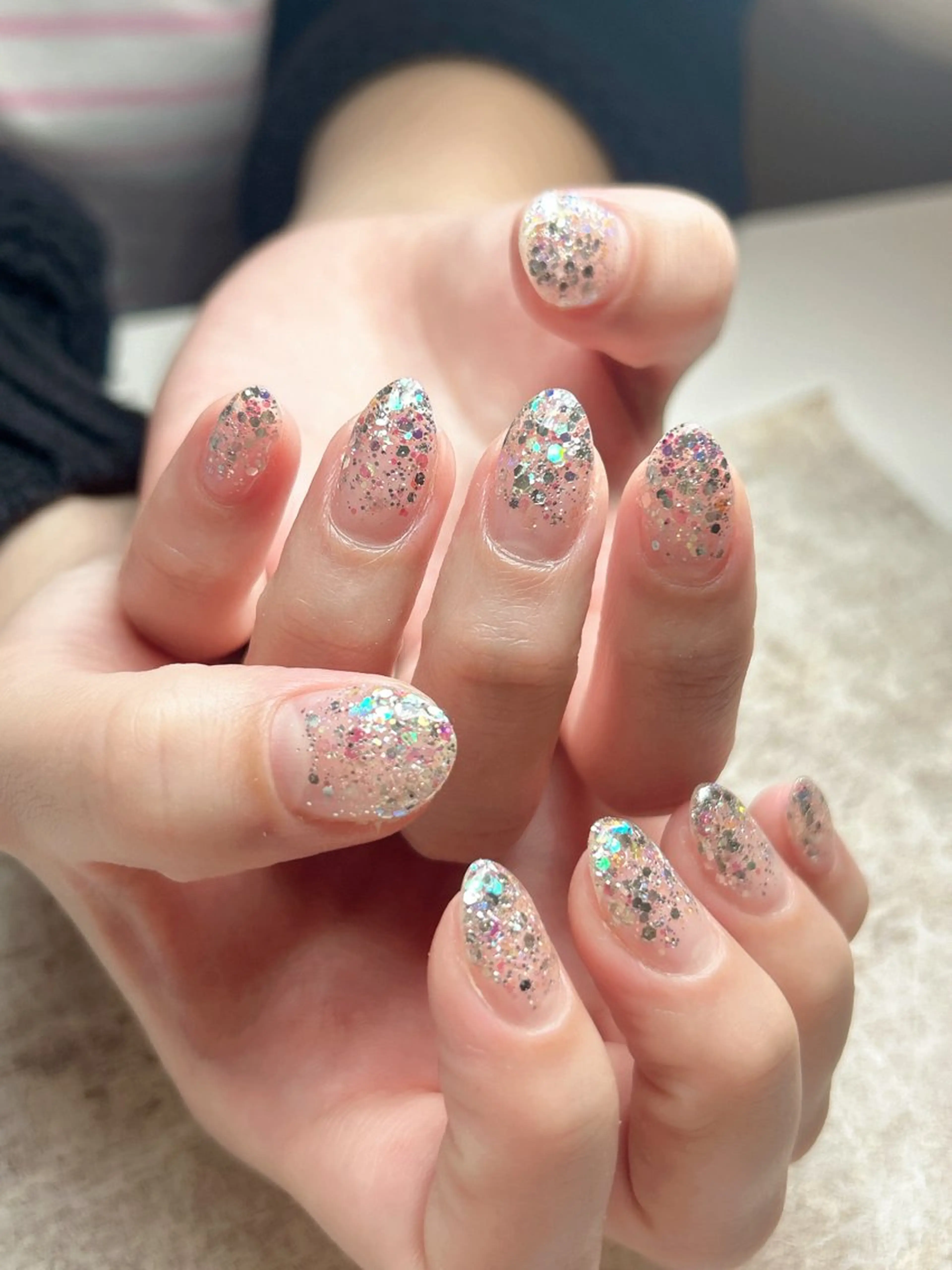 ネイル グラデーション ラメ(グリッター) ラメグラデーション ワンカラーネイル 🎀JILL HINA🎀のネイルデザイン