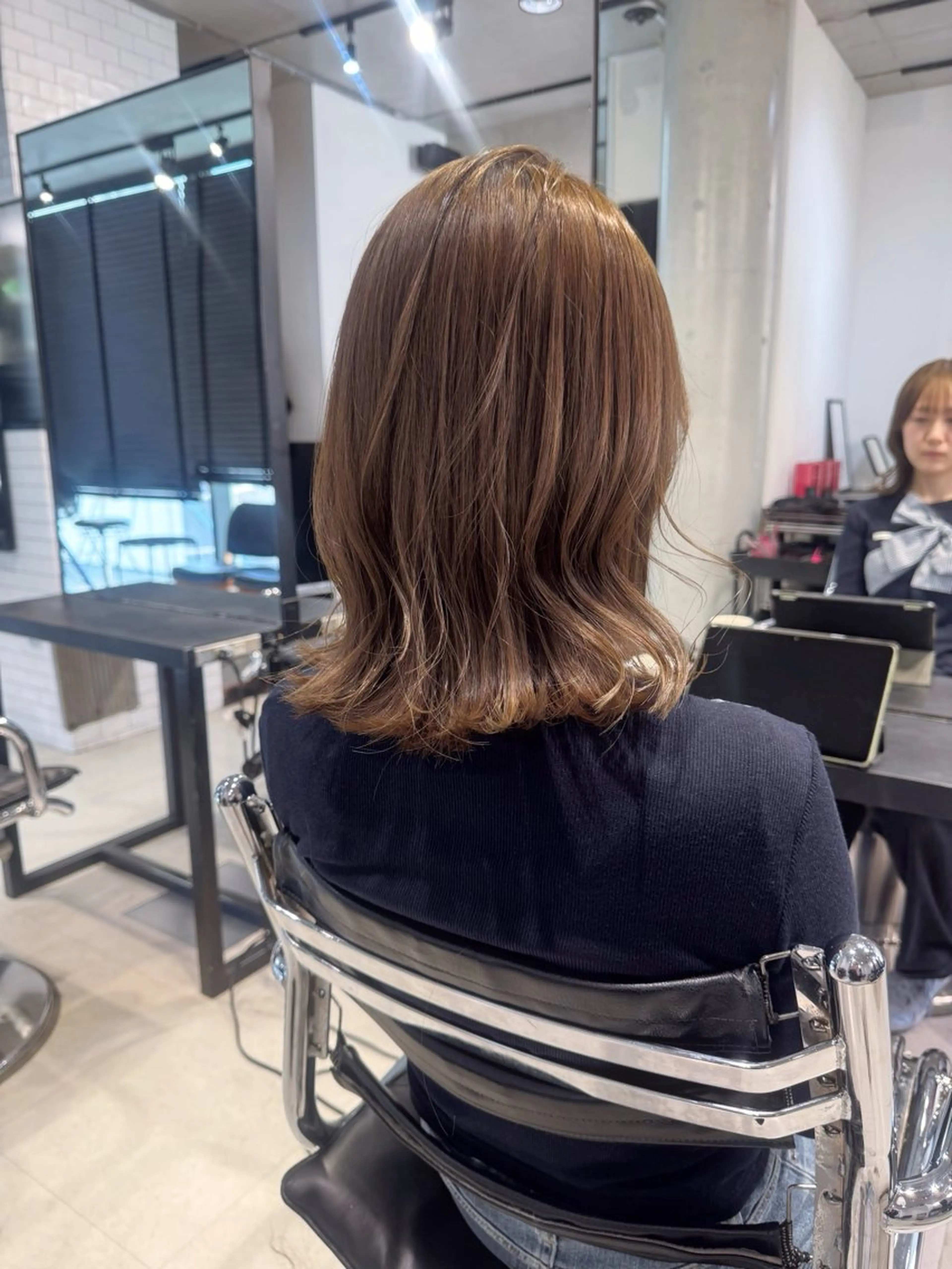 ミディアム カラー パーマ カット ヘアカラー トリートメント 透明感/オリーブ/ グレージュ/YUKAのヘアスタイル