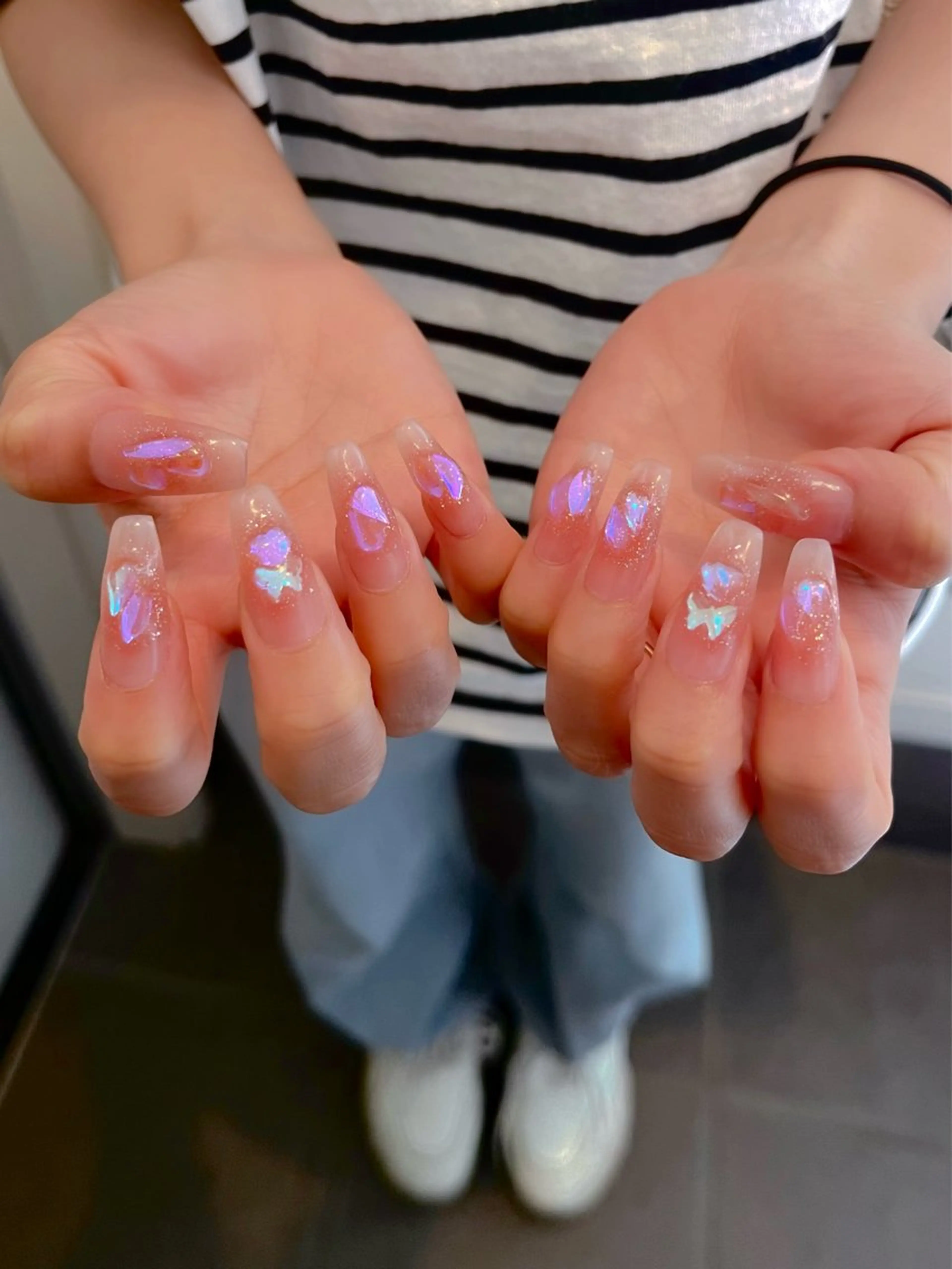 ネイル キラキラネイル マグネットネイル ワンカラーネイル スカルプネイル ワンホンネイル nine.🦋 YUKOのネイルデザイン