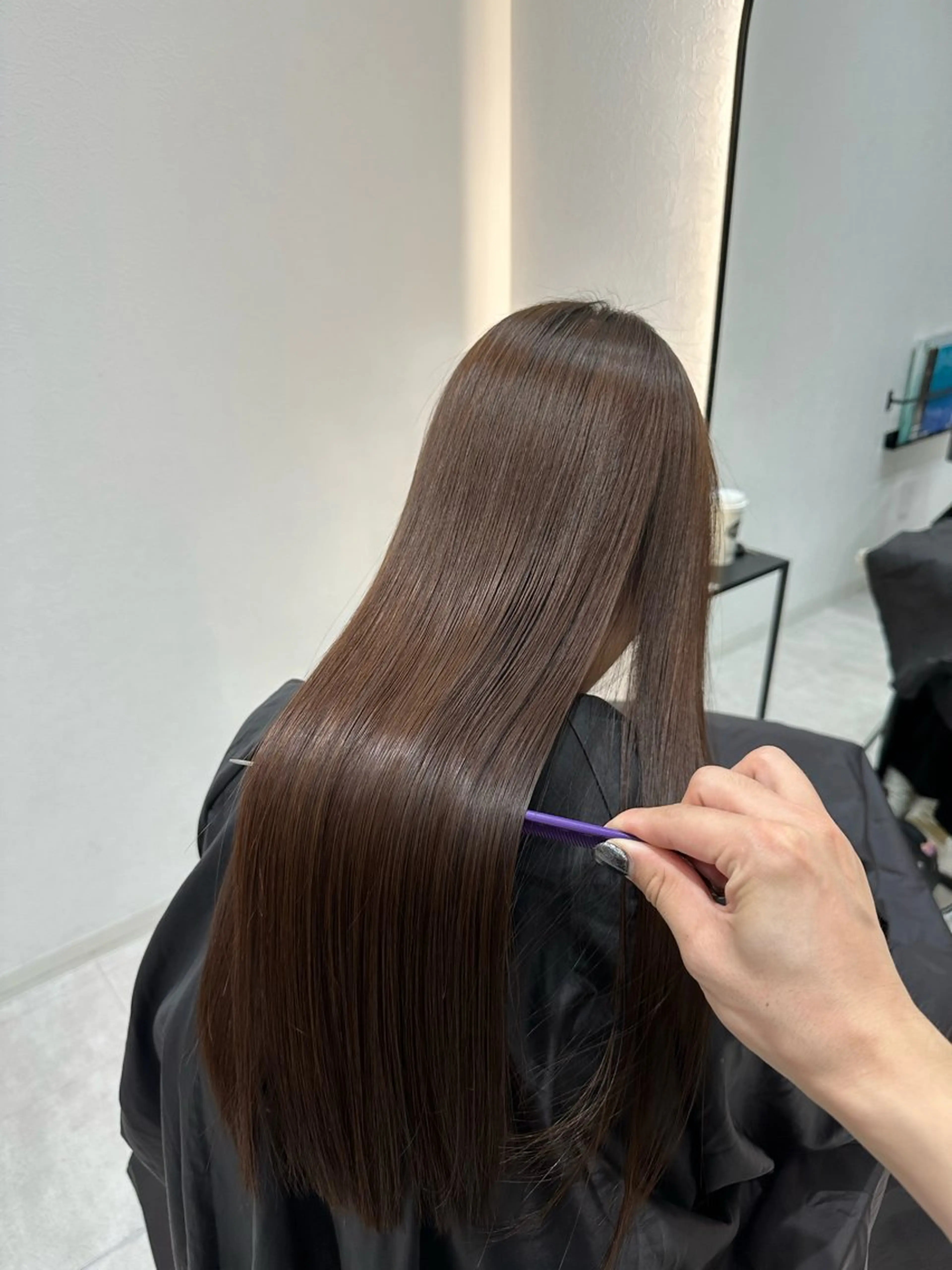 ロング 赤み消し/オリーブ カーキ/福田れんのヘアスタイル