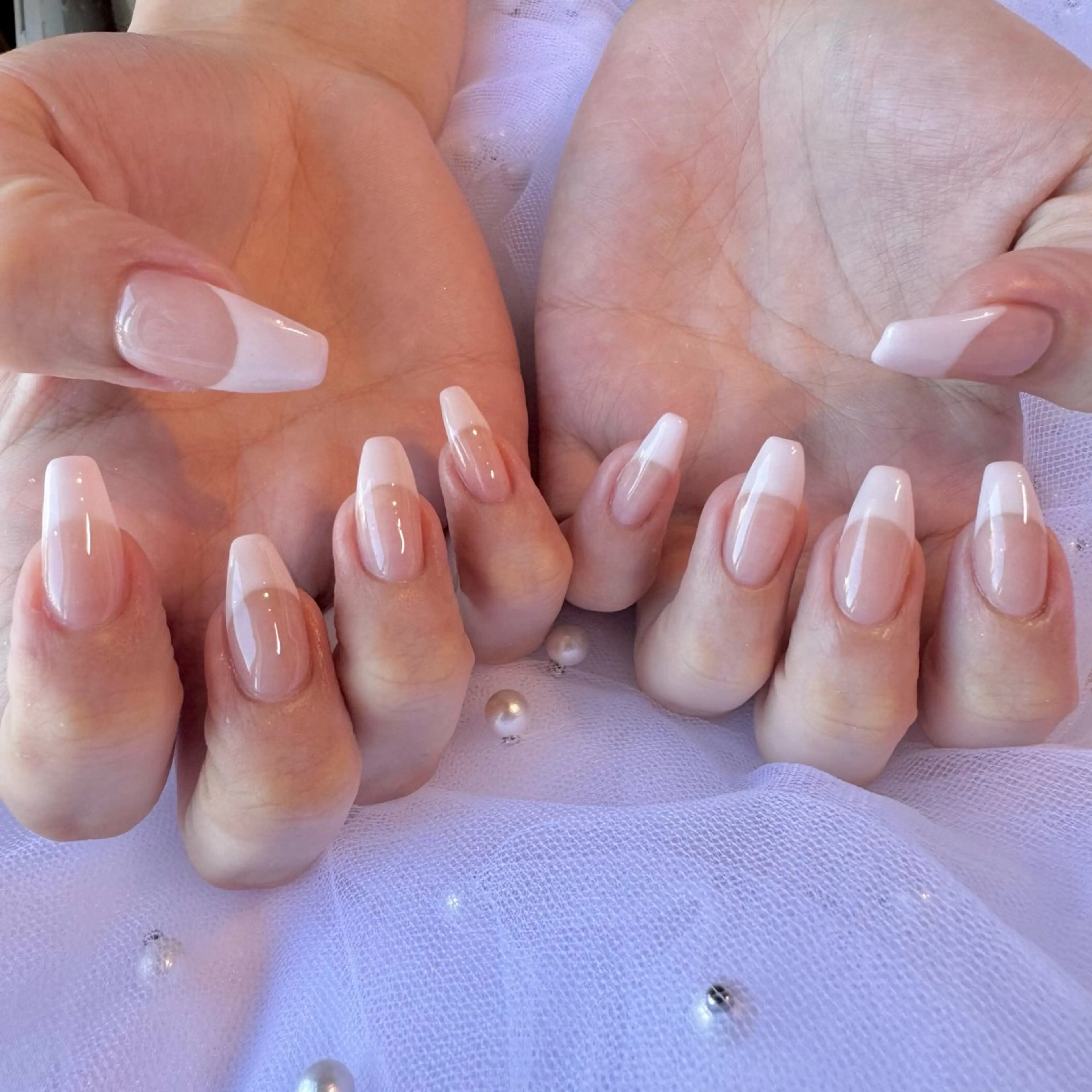 ネイル フレンチネイル ピンク ハンドネイル nail salon e'mu💐のネイルデザイン