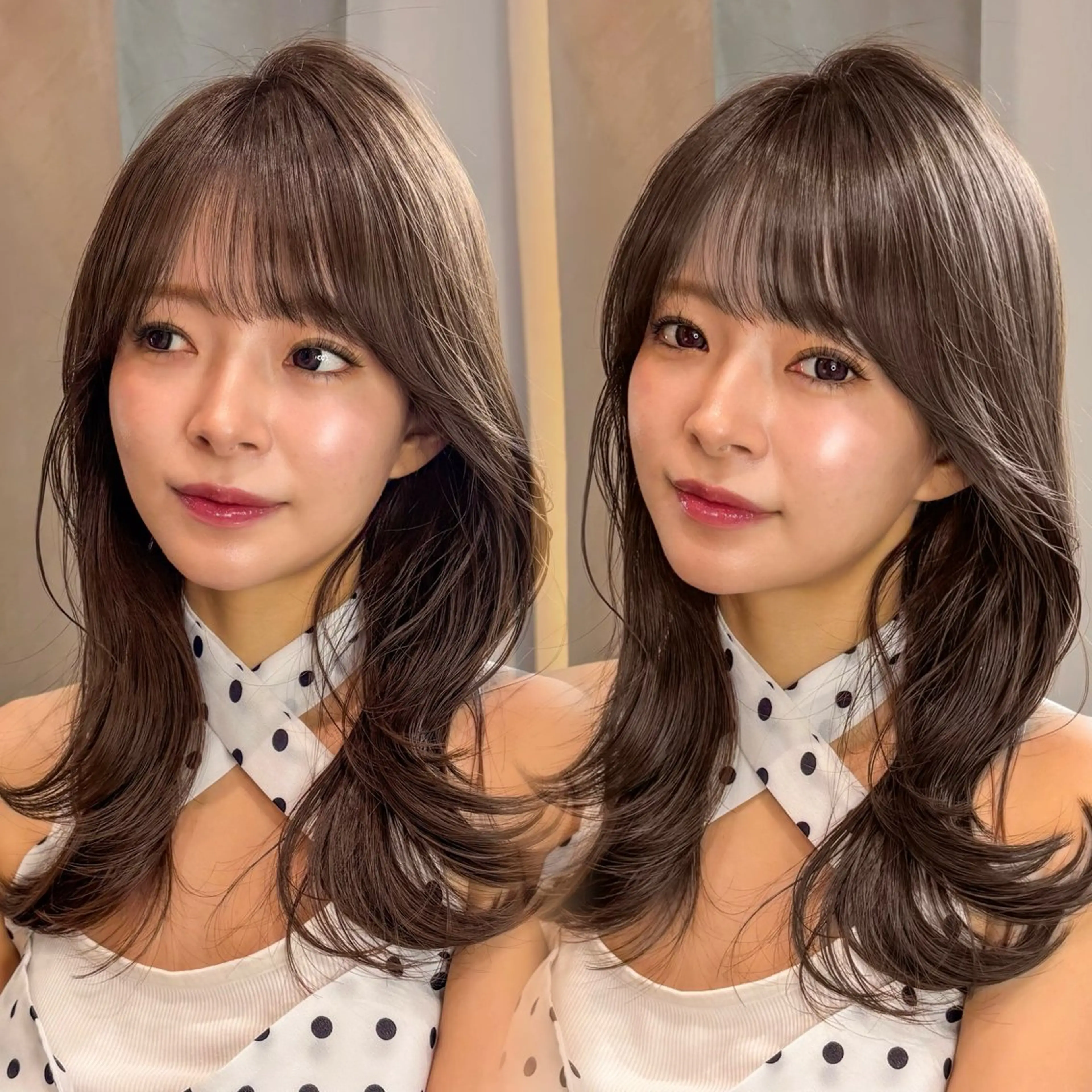 ミディアム くびれヘア 韓国風ヘア レイヤーカット 小顔カット カット トリートメント 🤍aimi🤍 ウルフ/韓国ヘアのヘアスタイル