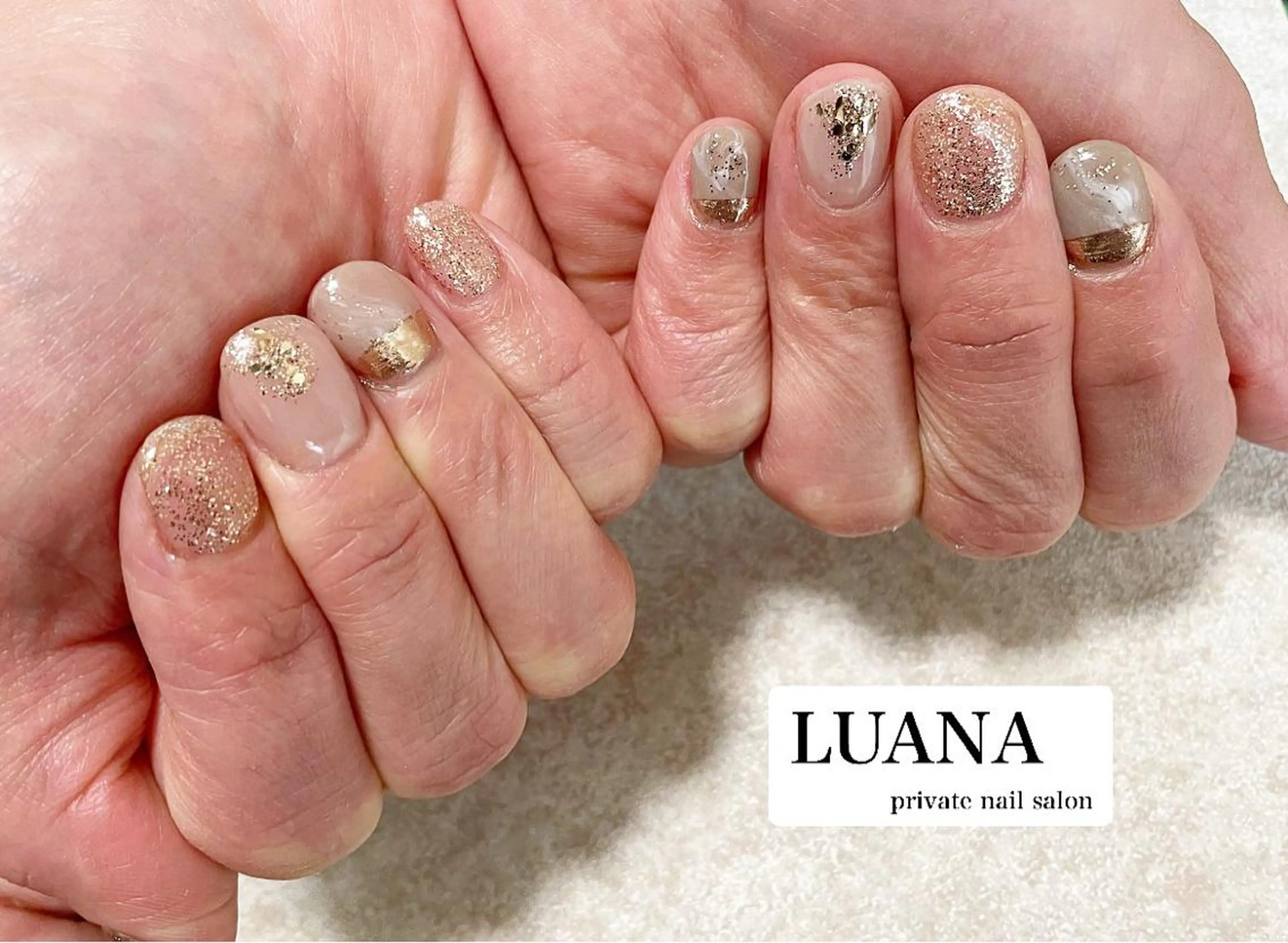 ネイル ドット フラワーネイル フレンチネイル ガラスフレンチ マットネイル ルアナ プライベートサロンのネイルデザイン