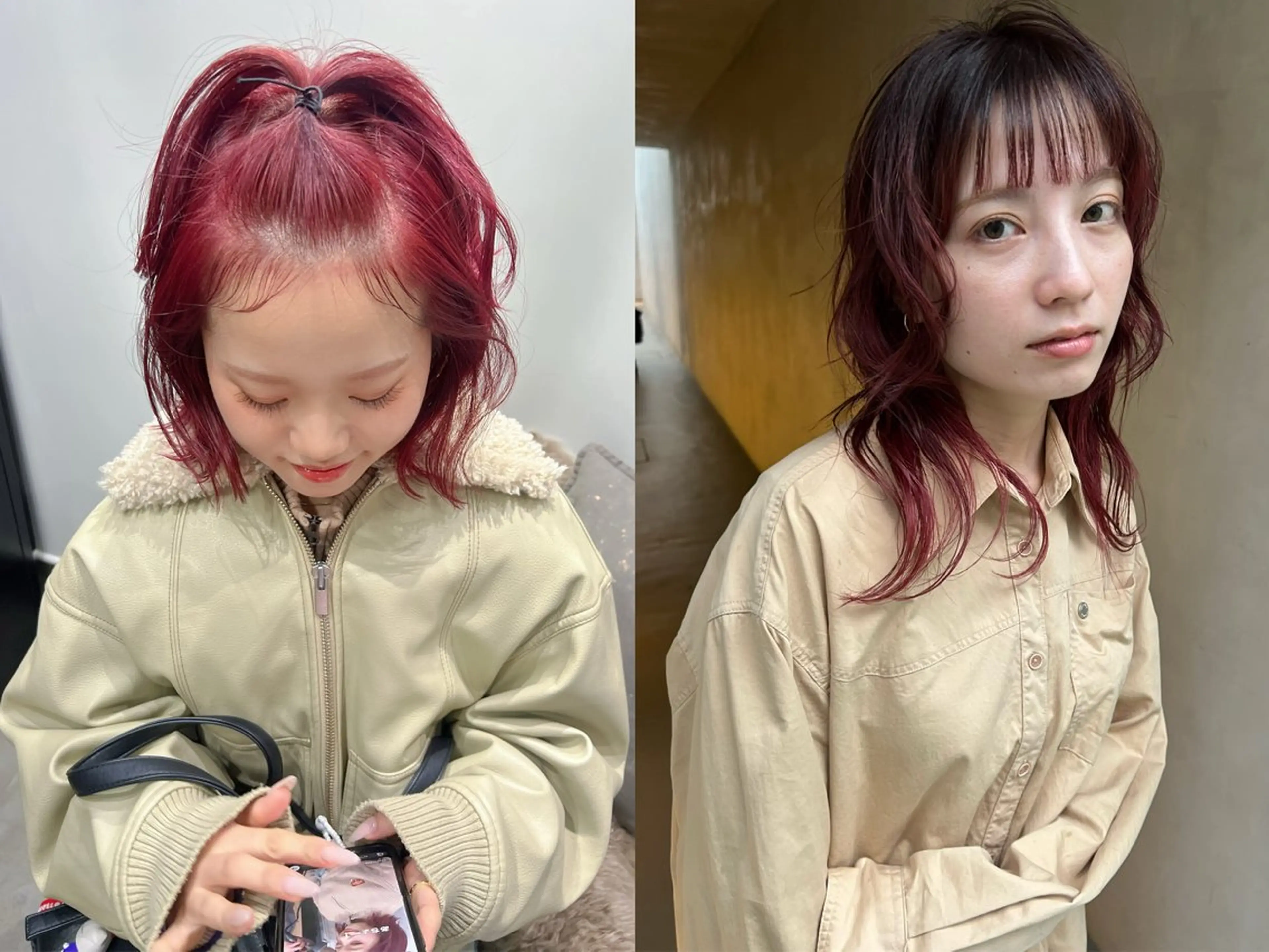 ミディアム カラー ブリーチ ブラウンカラー 透明感カラー ブリーチなしカラー ピンクカラー ヘアカラー YUI ハイトーンカラーのヘアスタイル