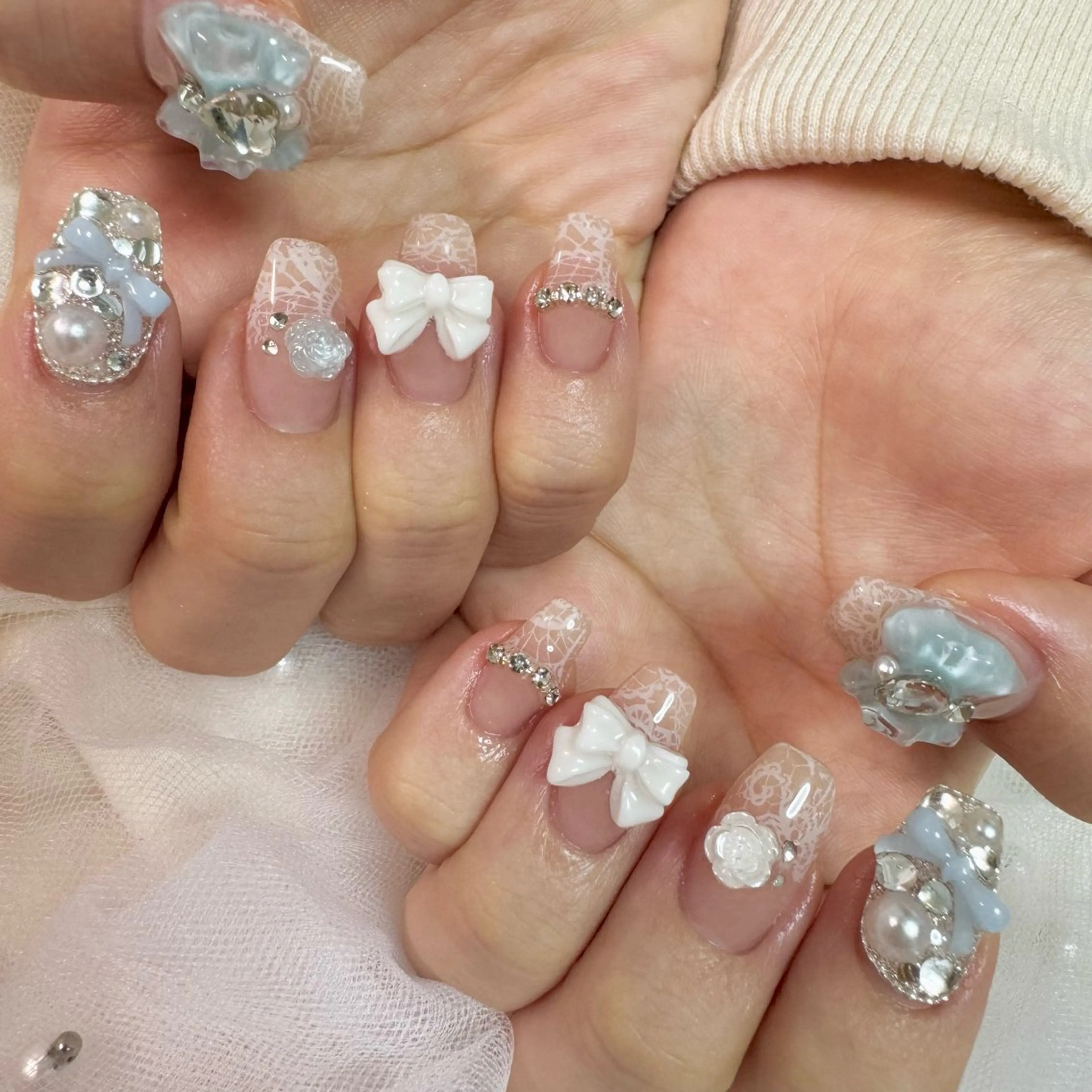 ネイル レース ハンドネイル nail salon e'mu💐のネイルデザイン