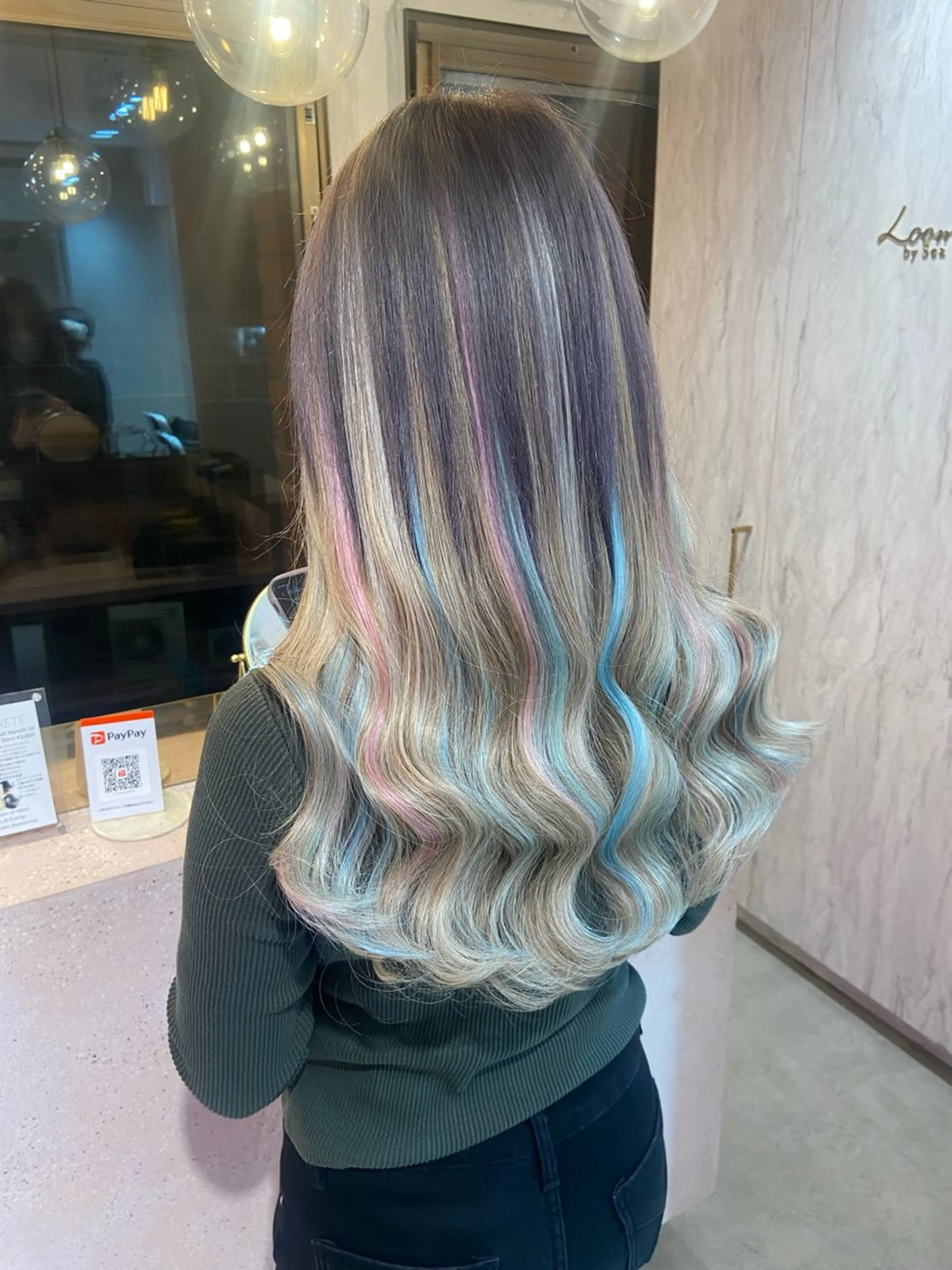 ロング シールエクステ エクステ ハイライト 新宿/韓国ヘア 中明度カラー/かやのヘアスタイル