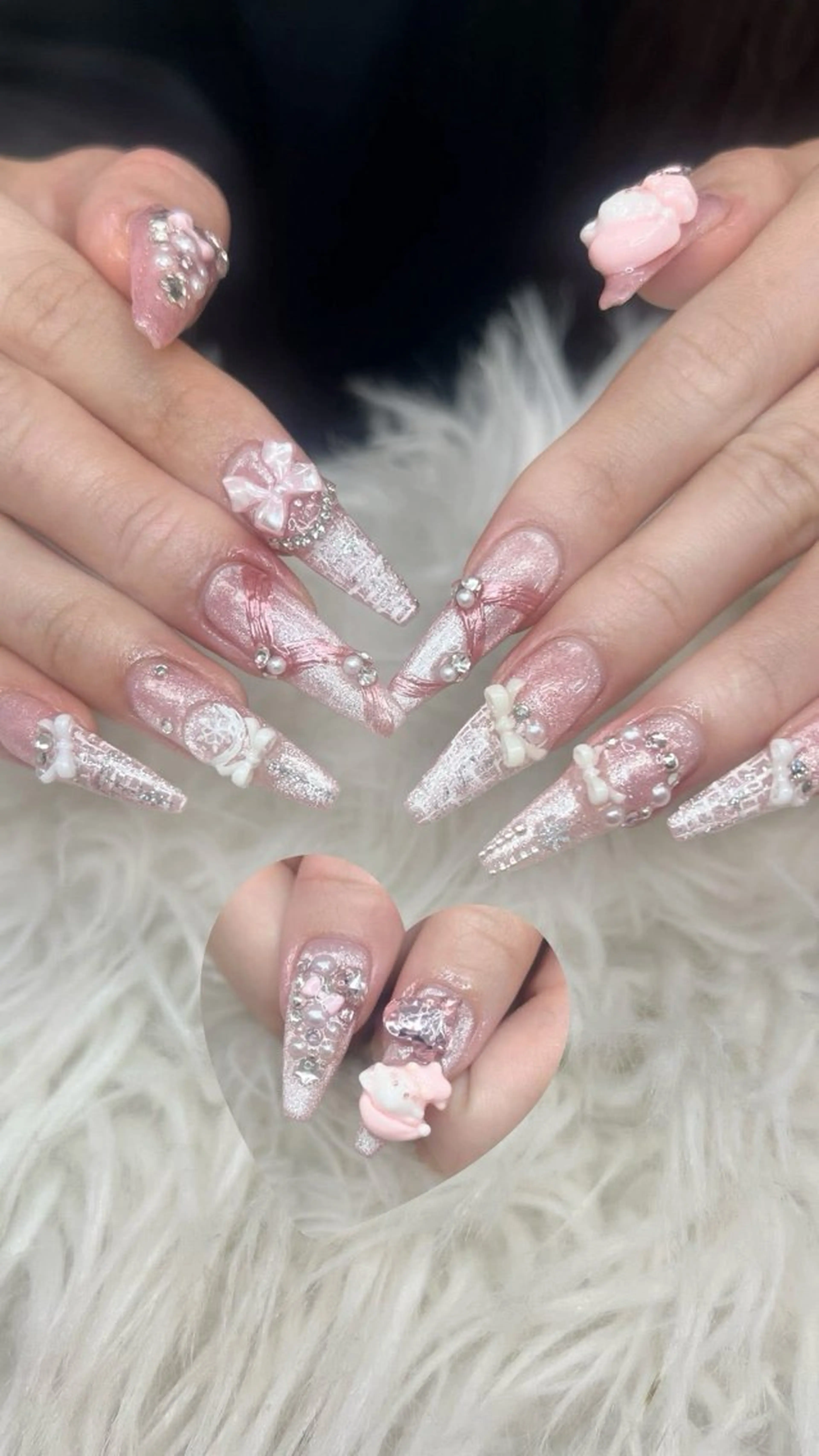 ネイル アートネイル オーロラネイル チークネイル 長さ出し フットネイル ハンドネイル フットネイル ハンドケア Noiranail_ studio川越西口のネイルデザイン