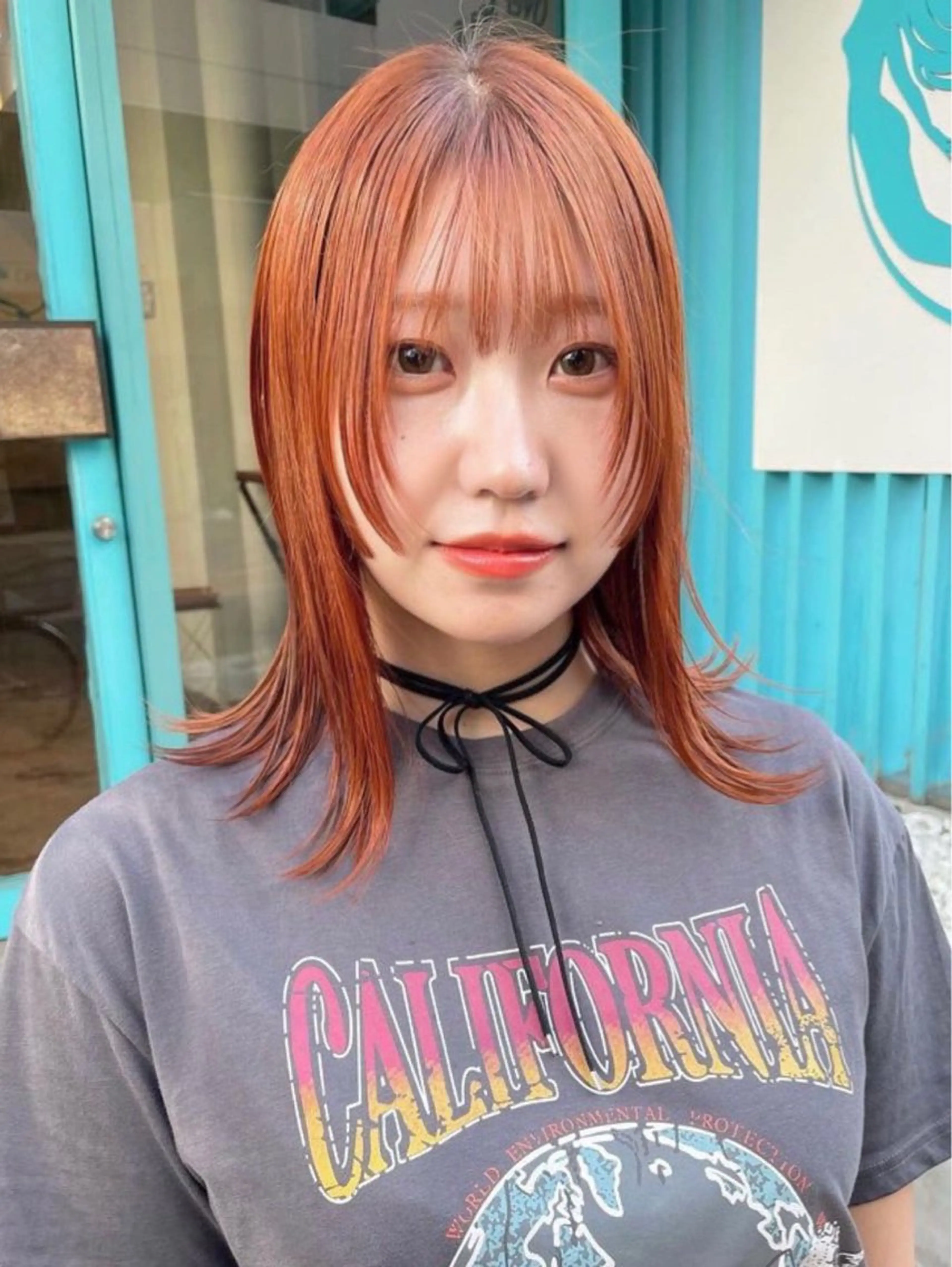 ミディアム カラー オレンジ カット ヘアカラー トリートメント 佐藤 魁人のヘアスタイル