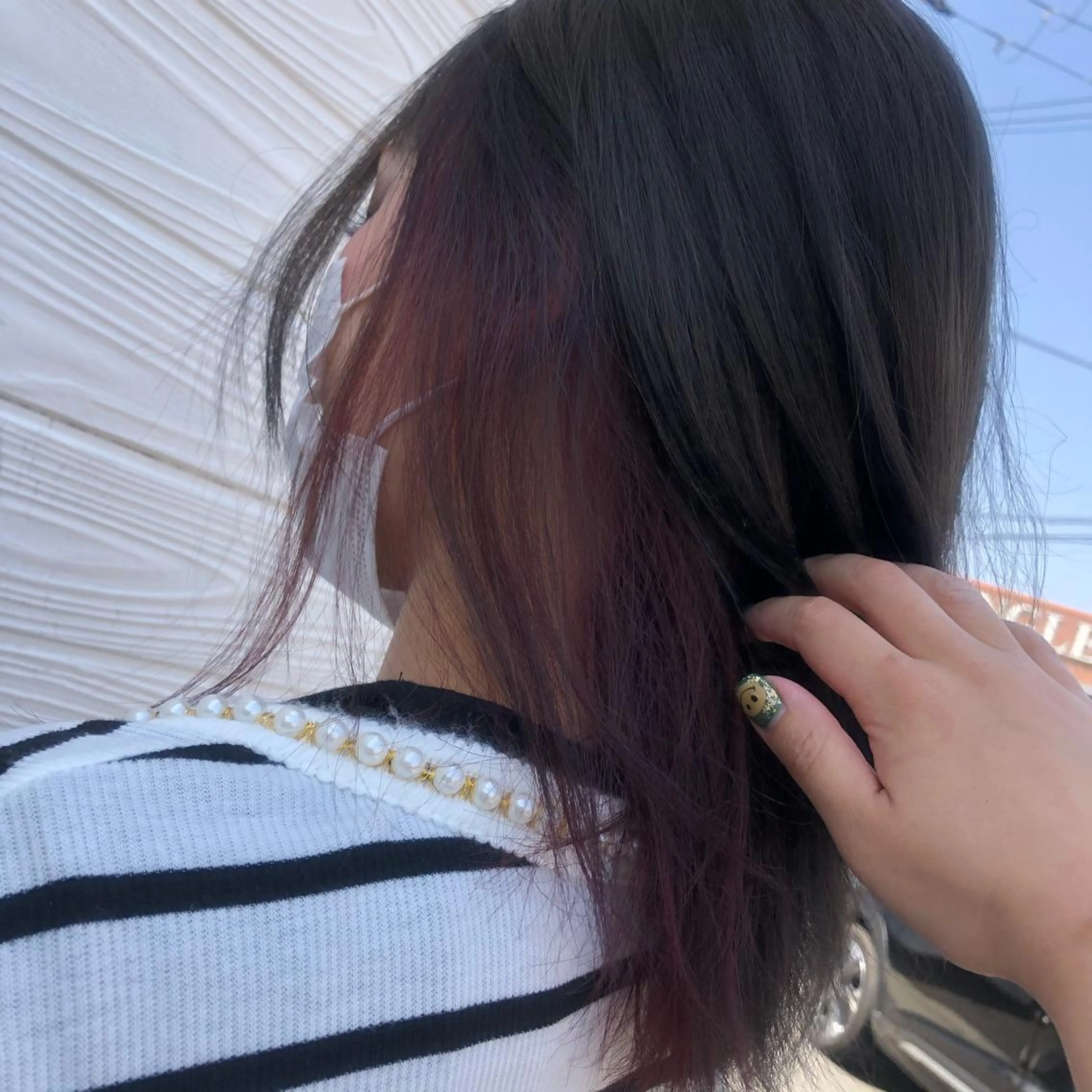 ミディアム ヘアカラー 半田 知穂のヘアスタイル