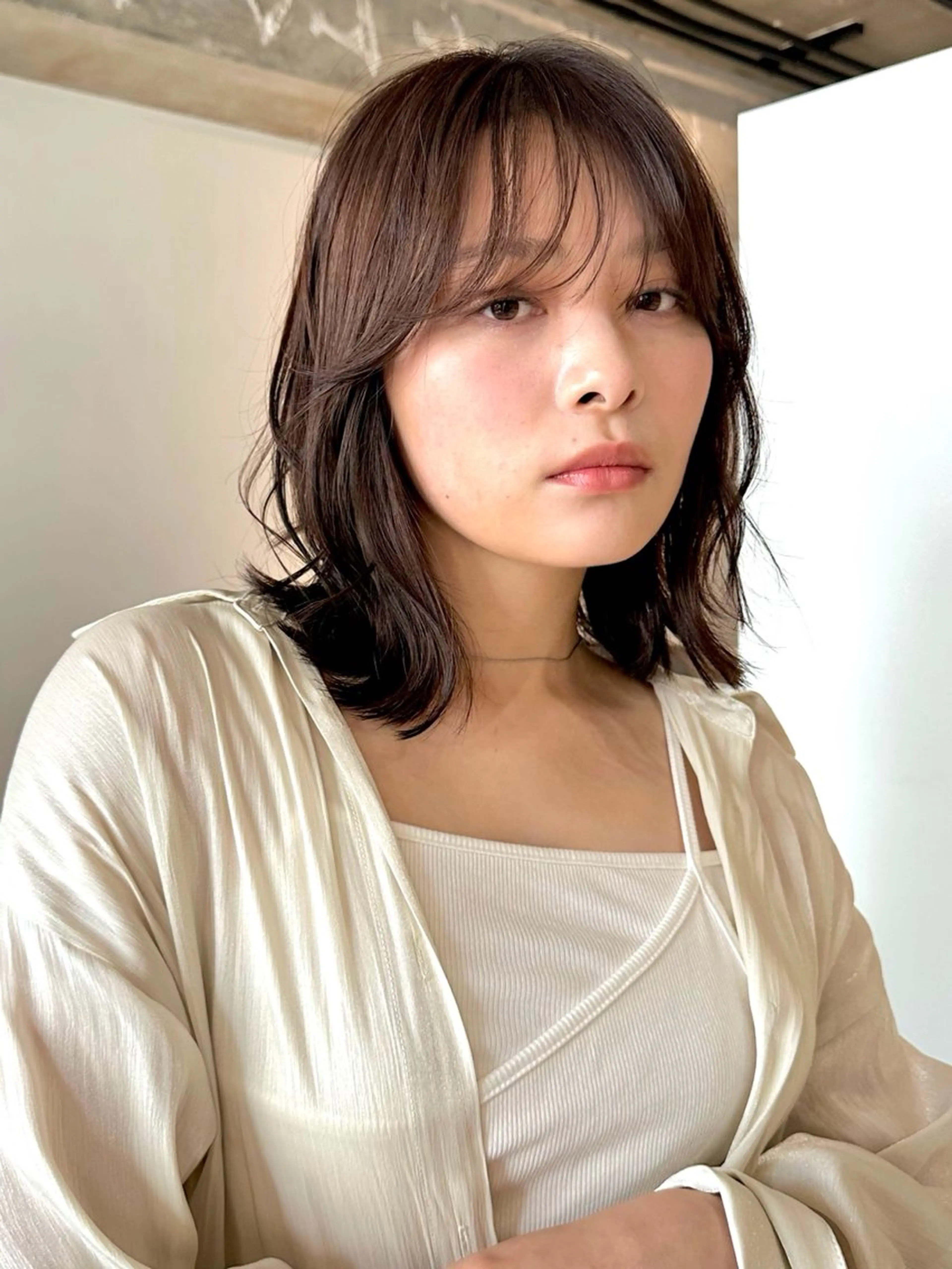 ミディアム カラー パーマ 🫧小顔×似合わせ× 透明感カラー🫧のヘアスタイル