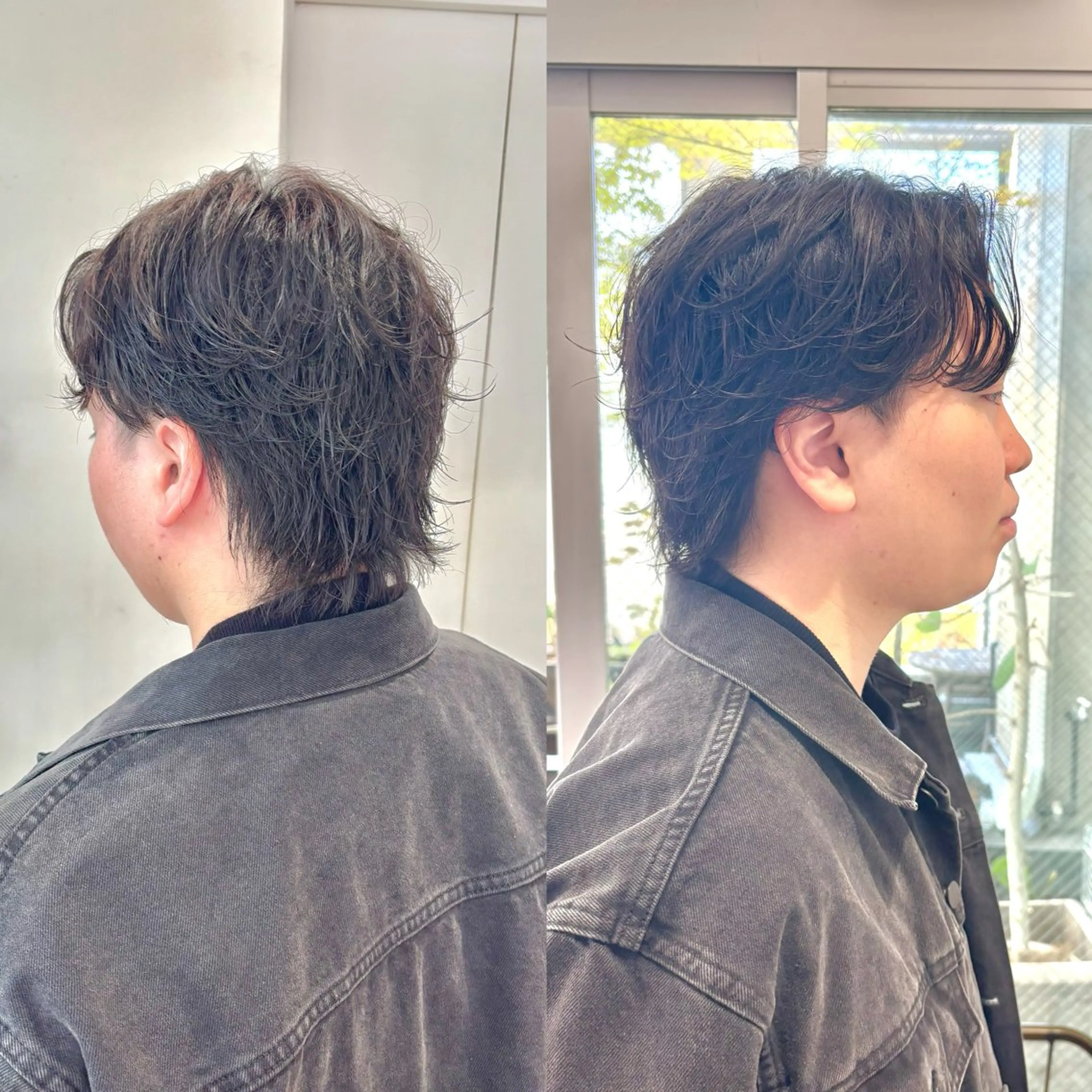 メンズ センターパート メンズパーマ メンズウルフカット ウルフカット カット ヘッドスパ egerie prime 井向幹滉のヘアスタイル