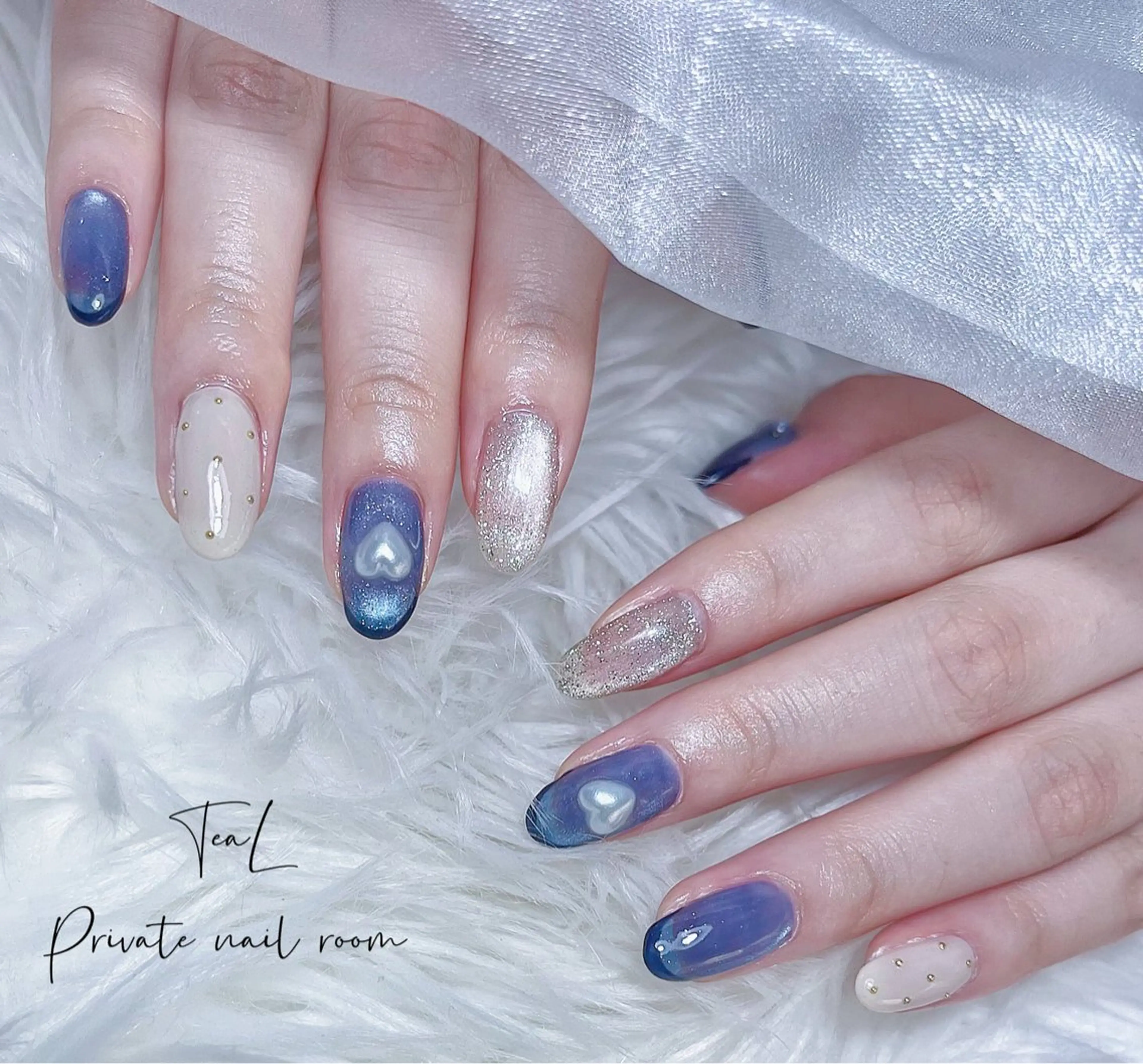 ネイル ネイビー ハンドネイル TeaL nailのネイルデザイン