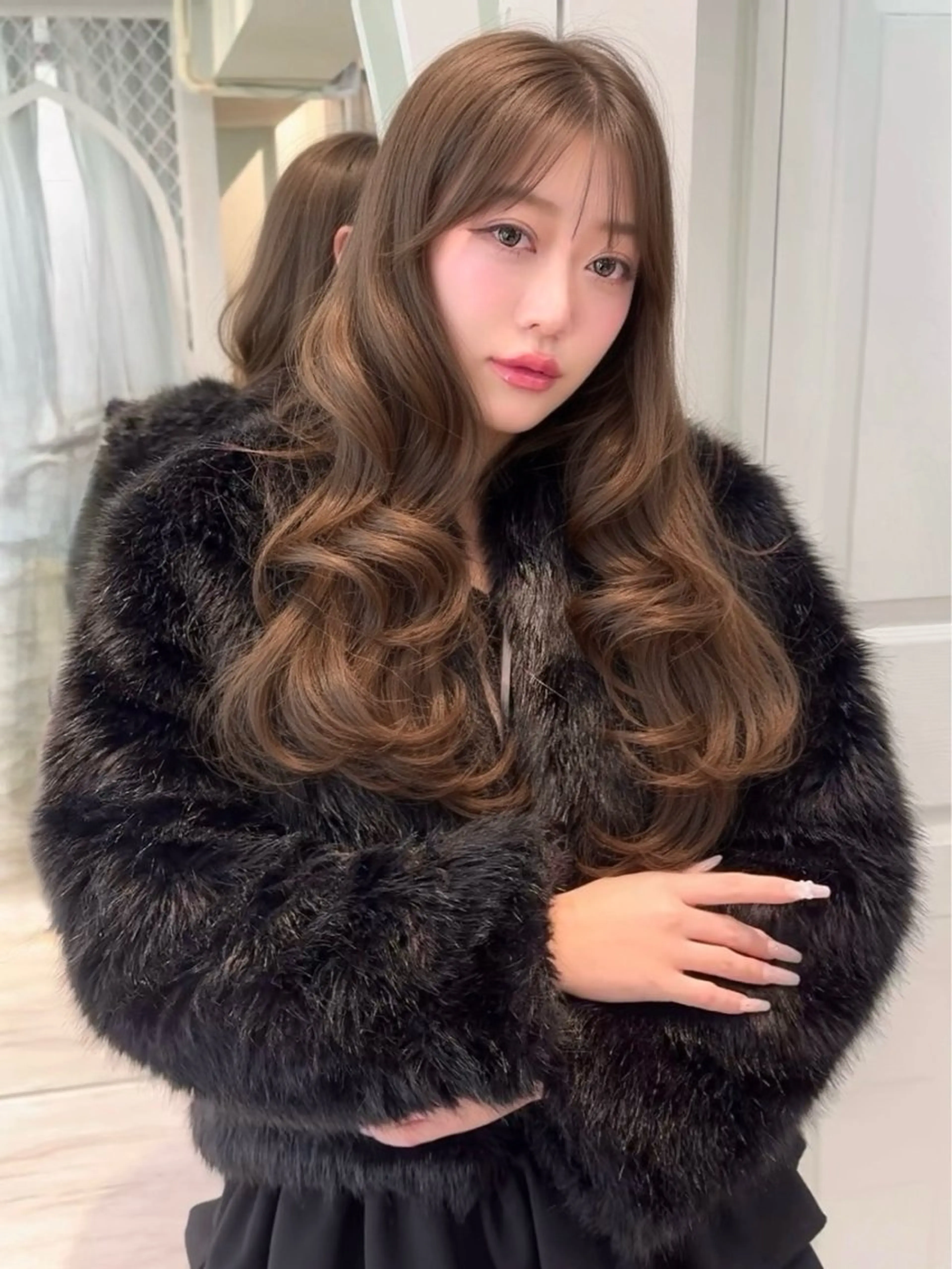 セミロング カラー カット ヘアカラー トリートメント 木屋元一/透明感 /前髪/韓国ヘアのヘアスタイル