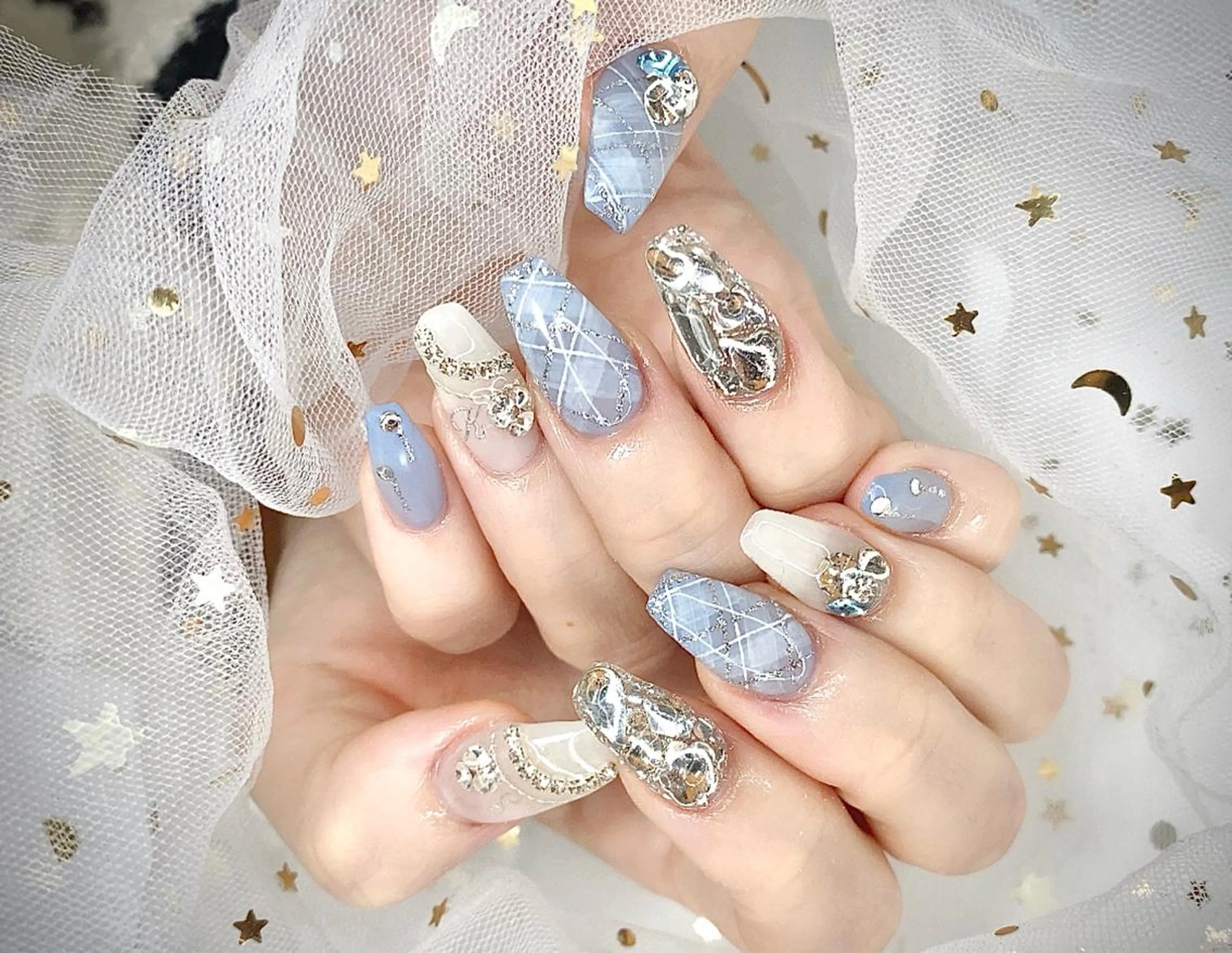 ネイル ハンドネイル フットネイル I-nailロング /ワンホン/キラキラのネイルデザイン