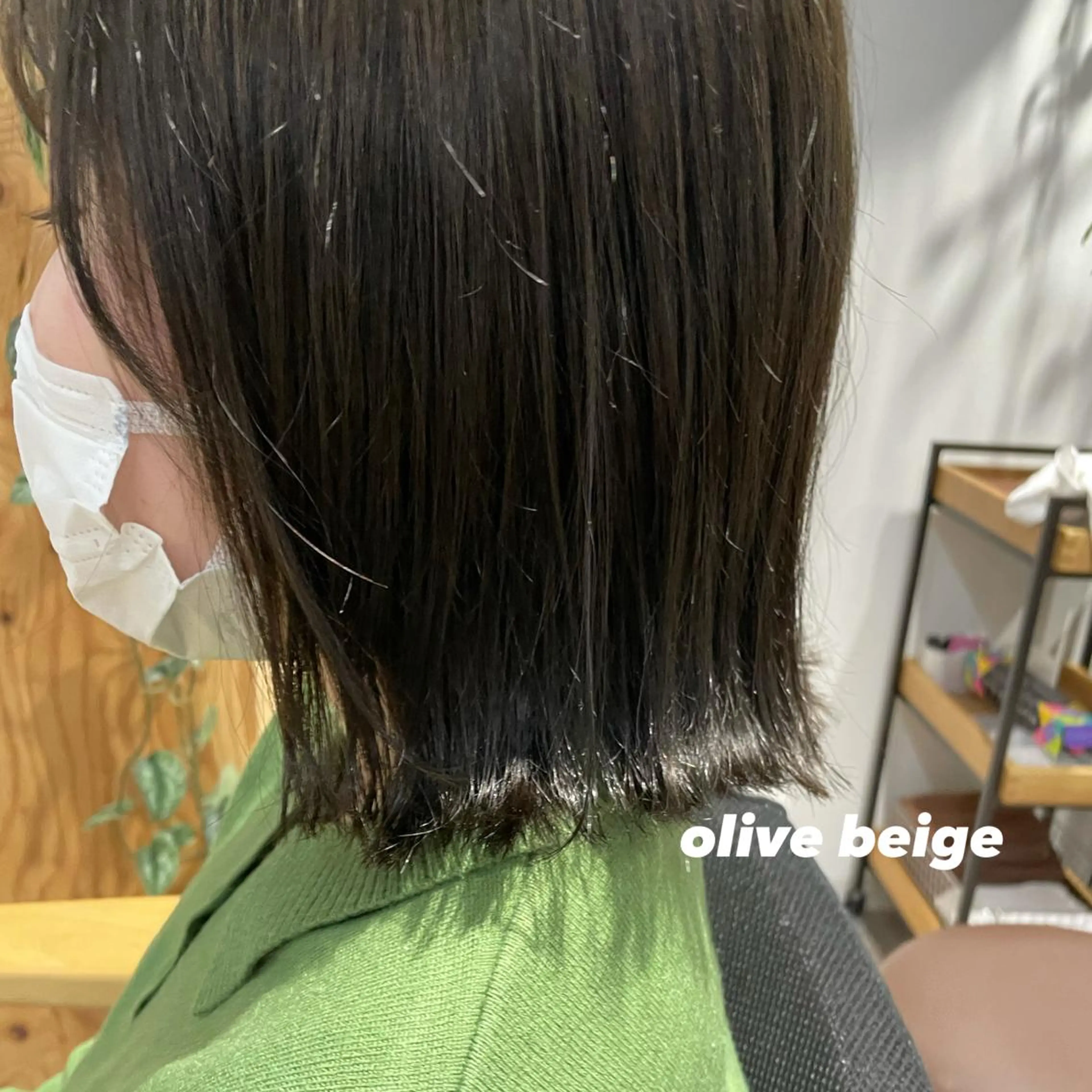 ミディアム カラー パーマ ヘアアレンジ オリーブカラー ヘアカラー 🌿AMANE🌿 sakiのヘアスタイル