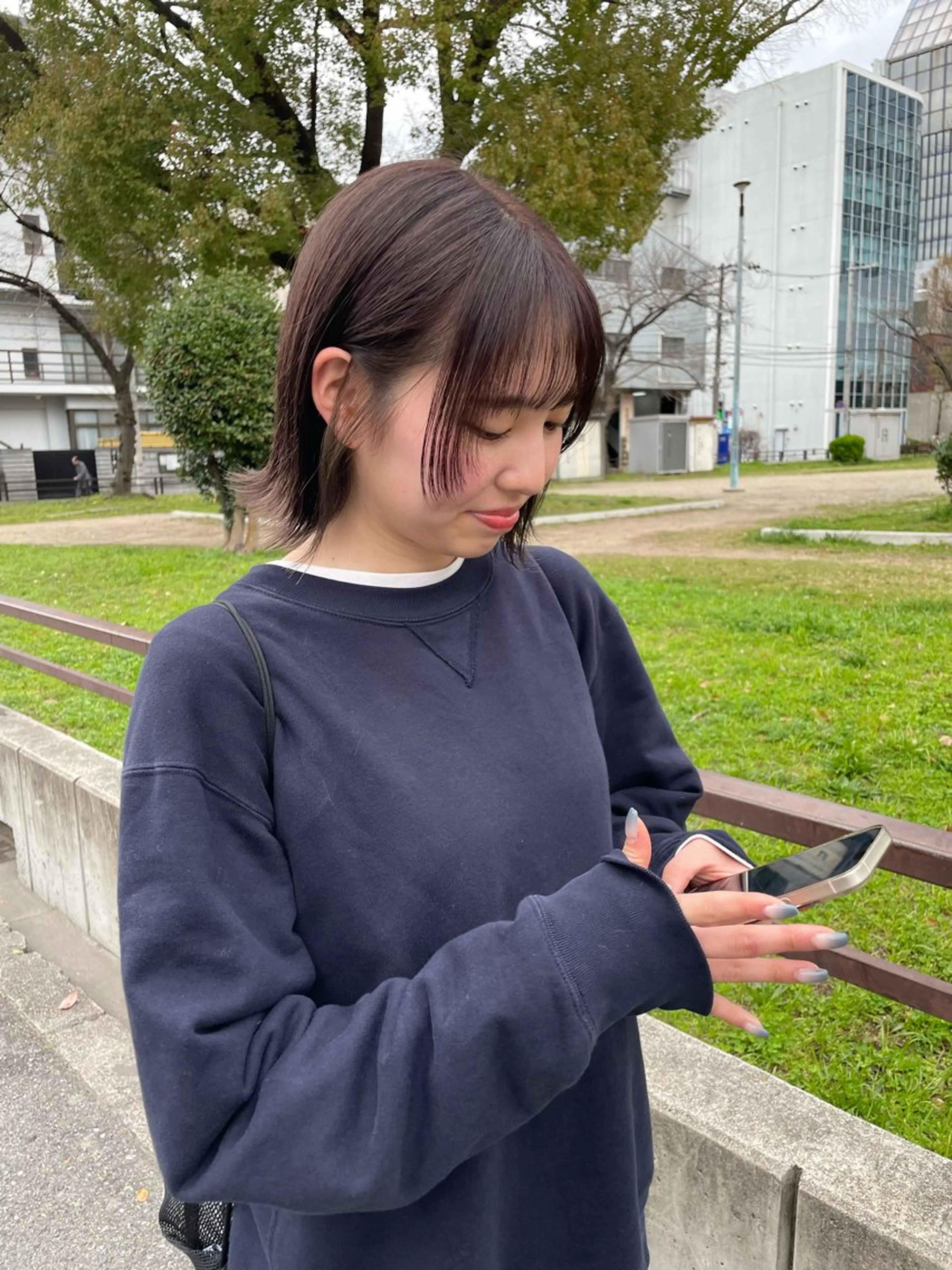 ショート カラー ボブ 顔まわりレイヤー 顔周りカット レイヤーカット ハナ🌼 梅田/ボブ/パーマのヘアスタイル