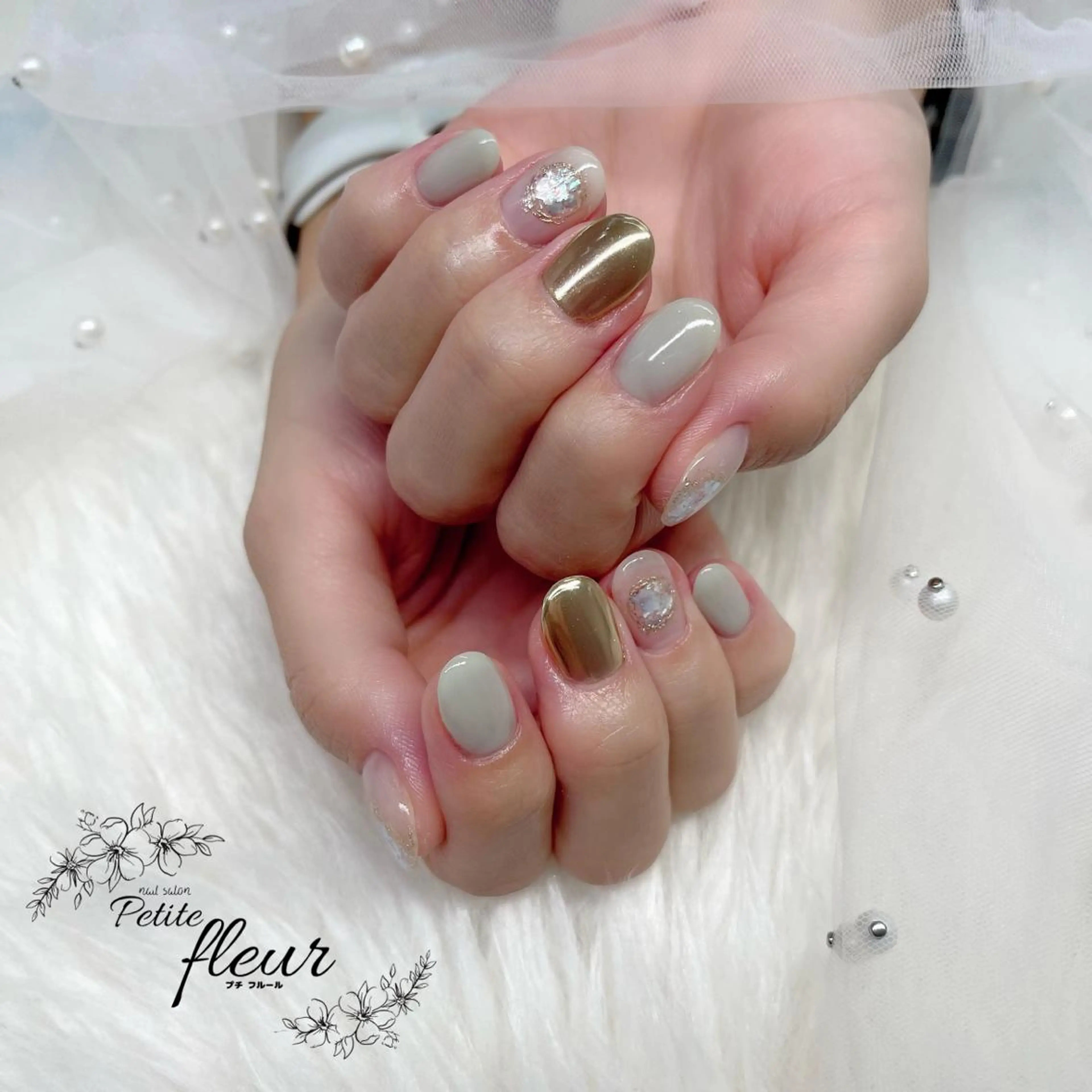 ネイル グリーン ハンドネイル ❁⃘*。Petite fleur❁⃘*りさのネイルデザイン