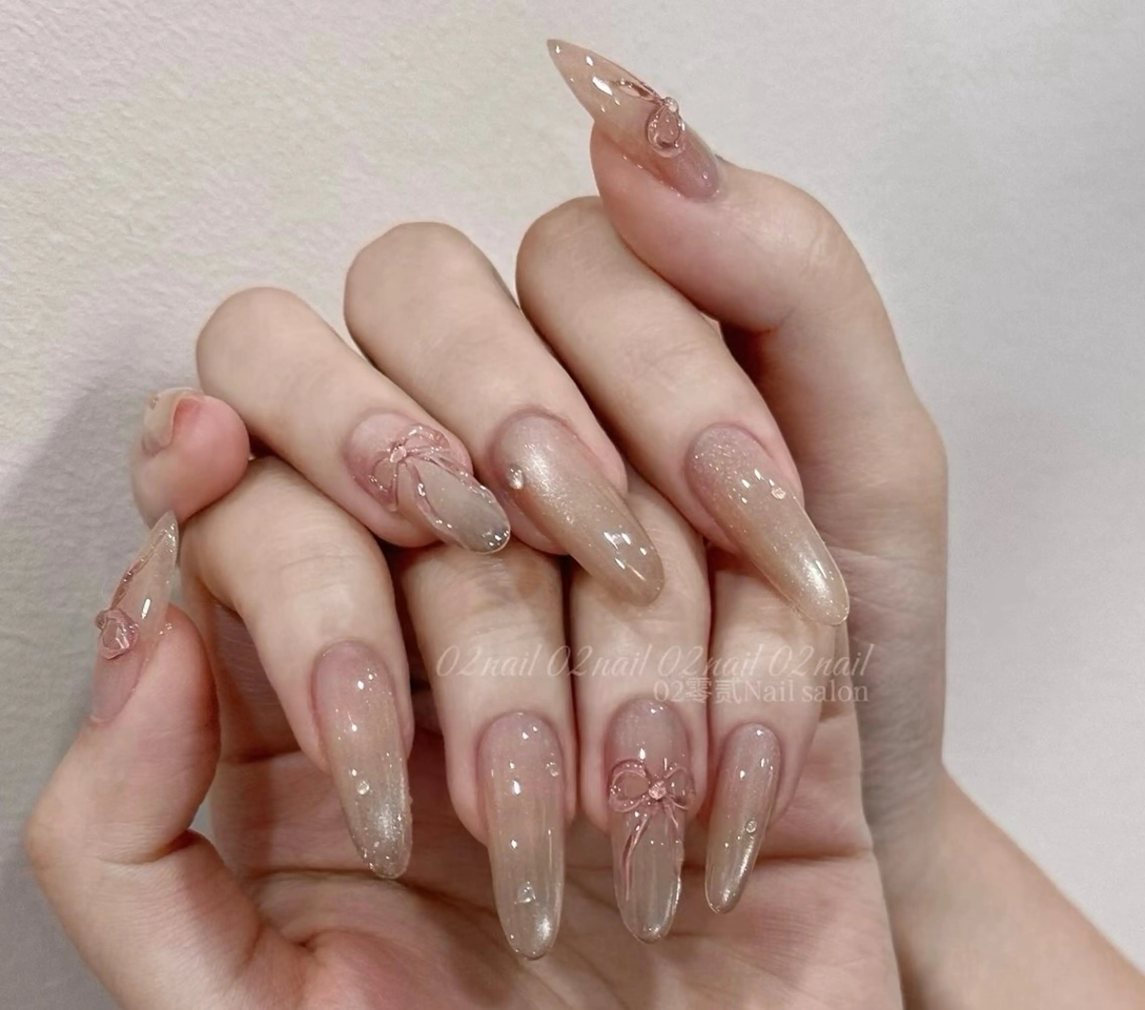 ネイル チークネイル 長さ出し フレンチネイル ガーリー 韓国ネイル sun nail池袋 モデル募集のネイルデザイン