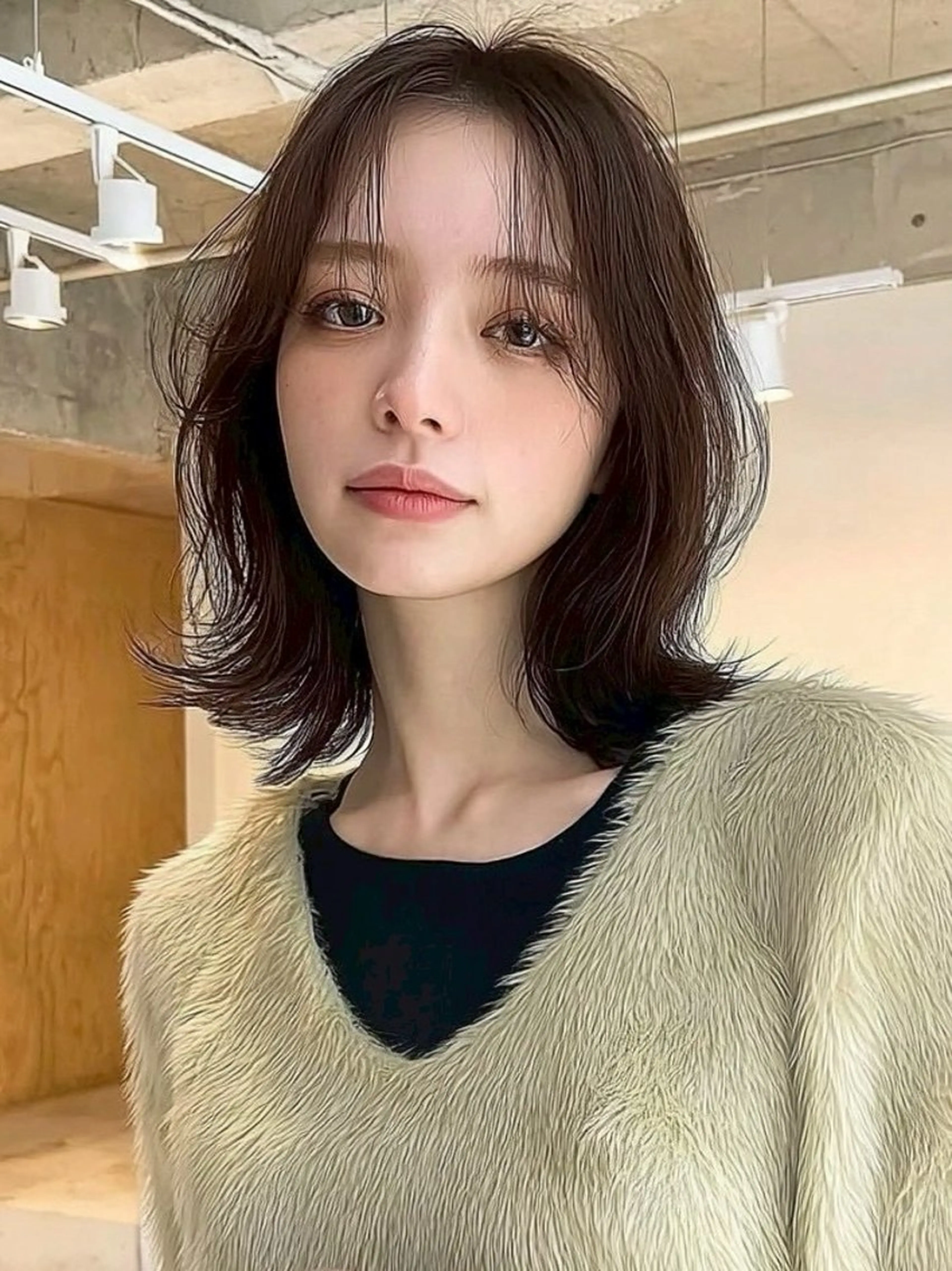 ミディアム カット ヘアカラー 越川 友美子のヘアスタイル