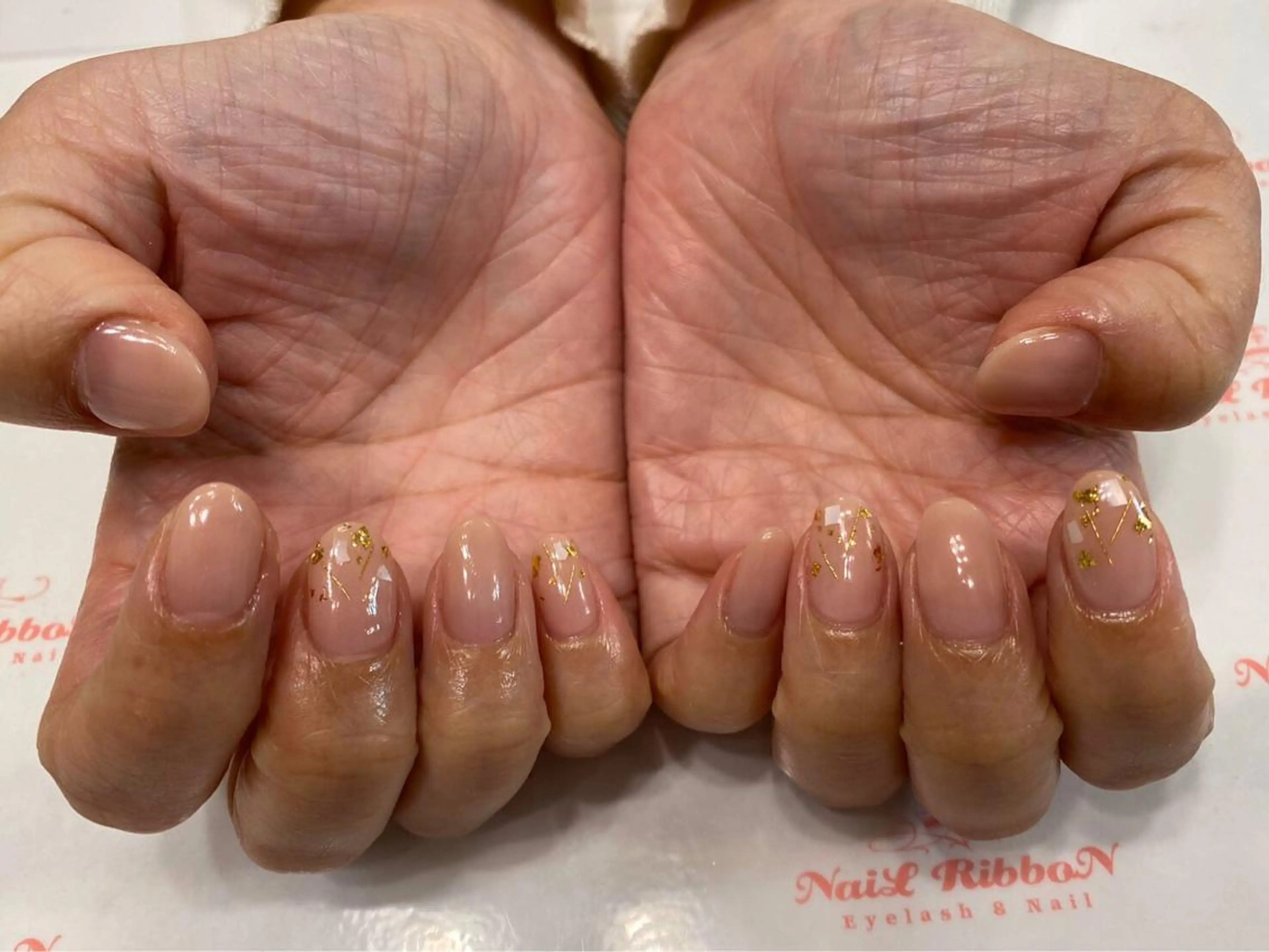 ネイル 春ネイル ネイルリボン 受付スタッフのネイルデザイン