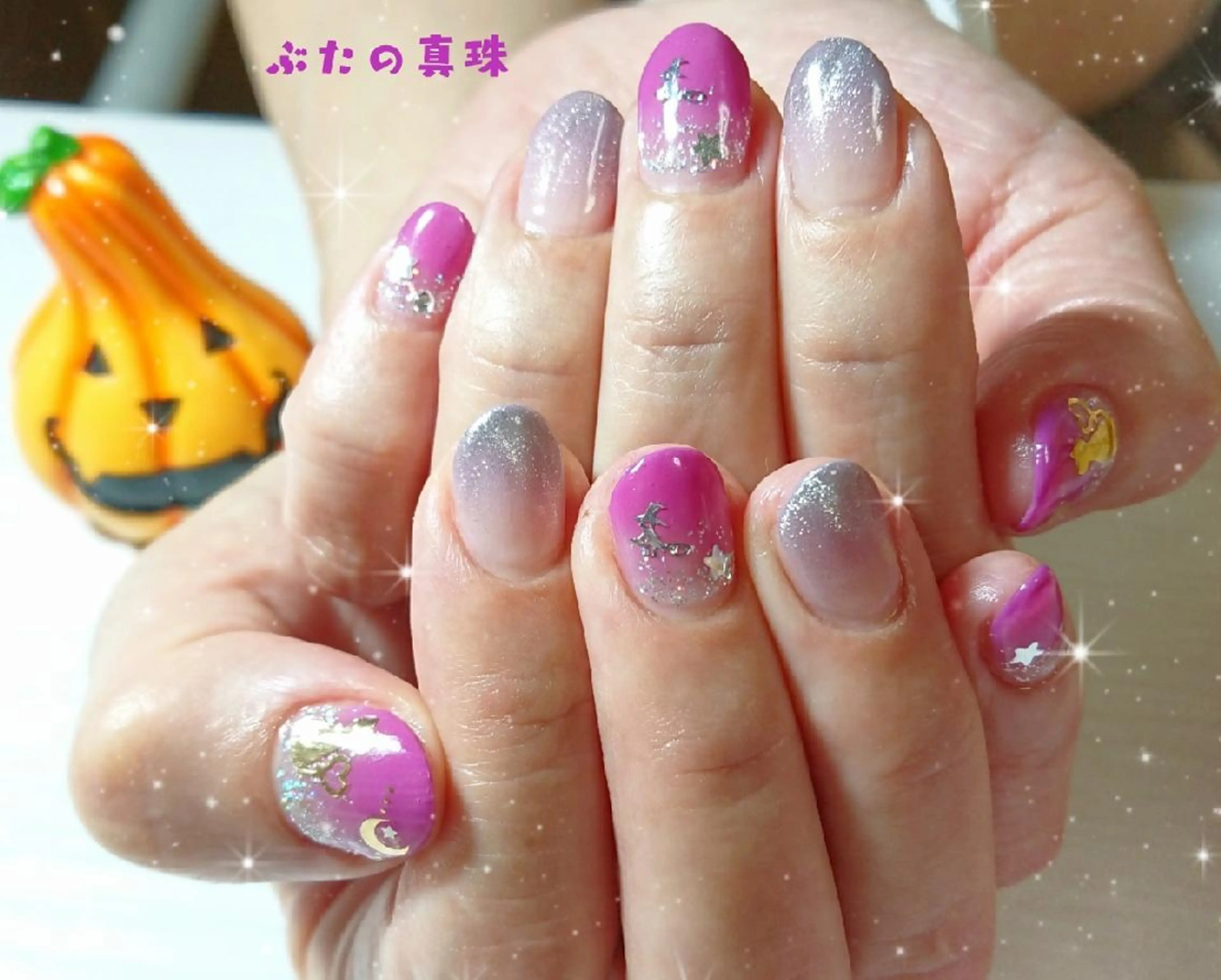 ネイル ハロウィン パープル ハンドネイル 林 珠里のネイルデザイン