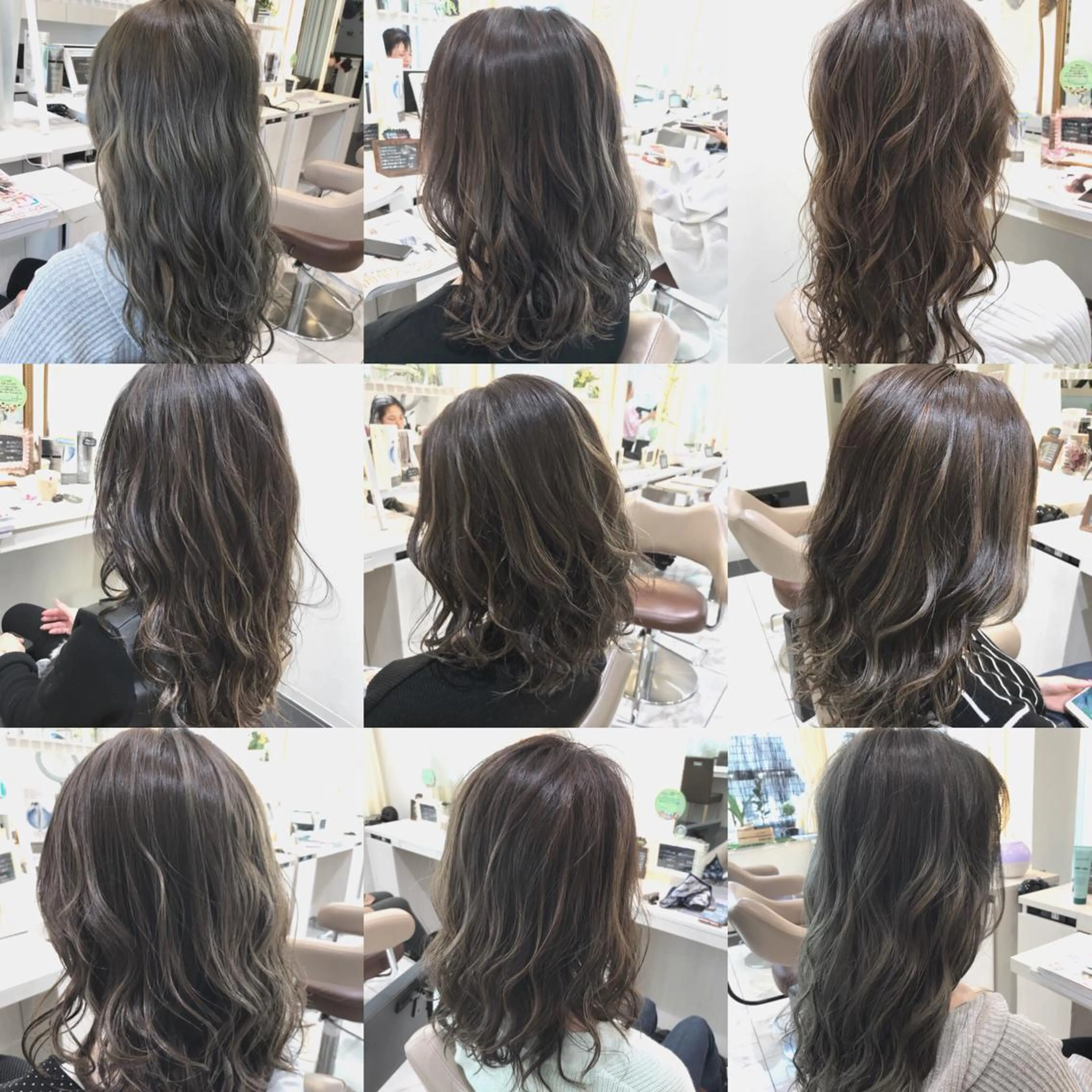 ミディアム カラー グレージュ ハイライトカラー ハイライト 山崎俊輔/髪質改善 /バレイヤージュのヘアスタイル