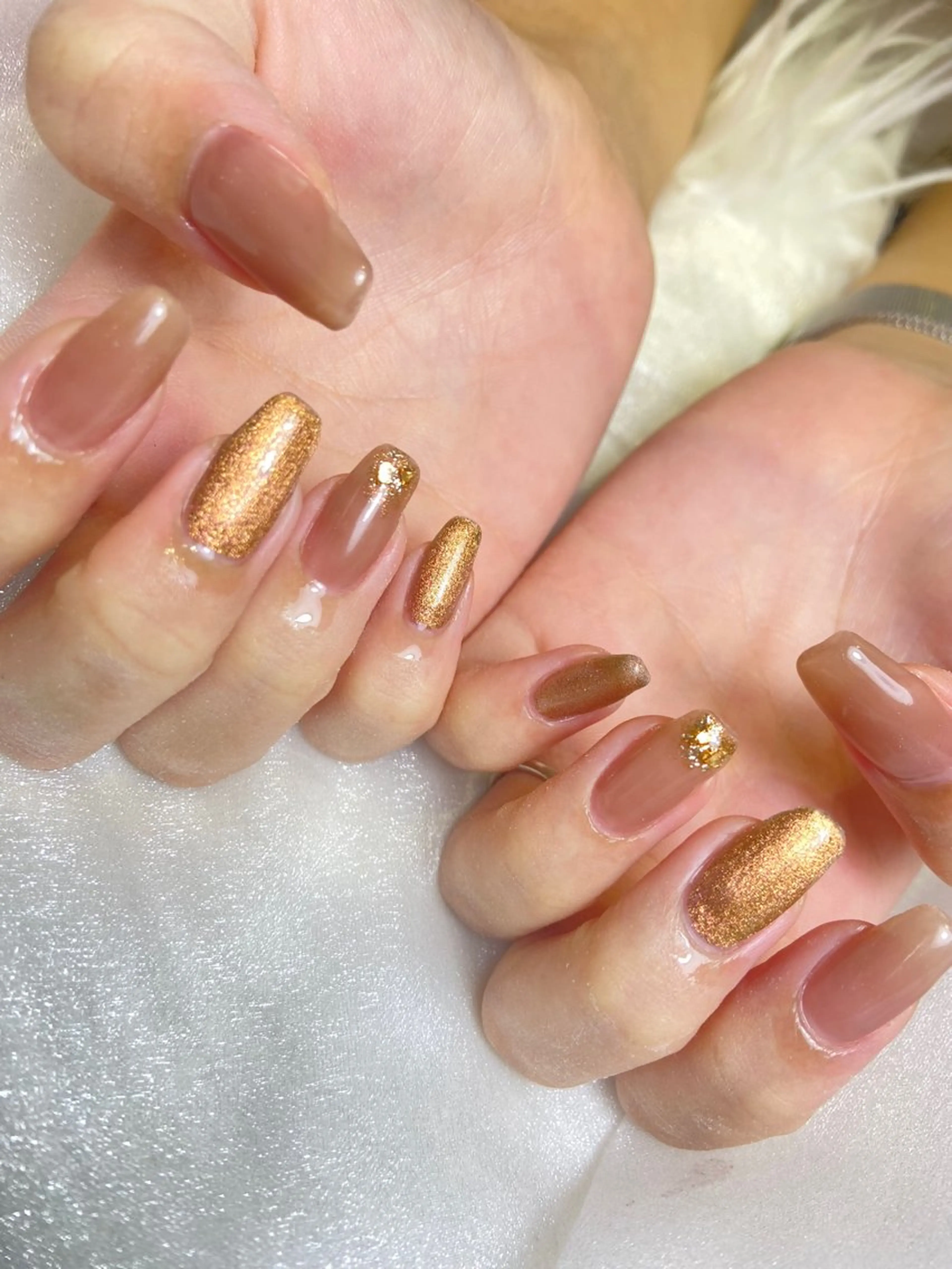 ネイル ブラウン マグネットネイル Premier🧡 Suzunoのネイルデザイン