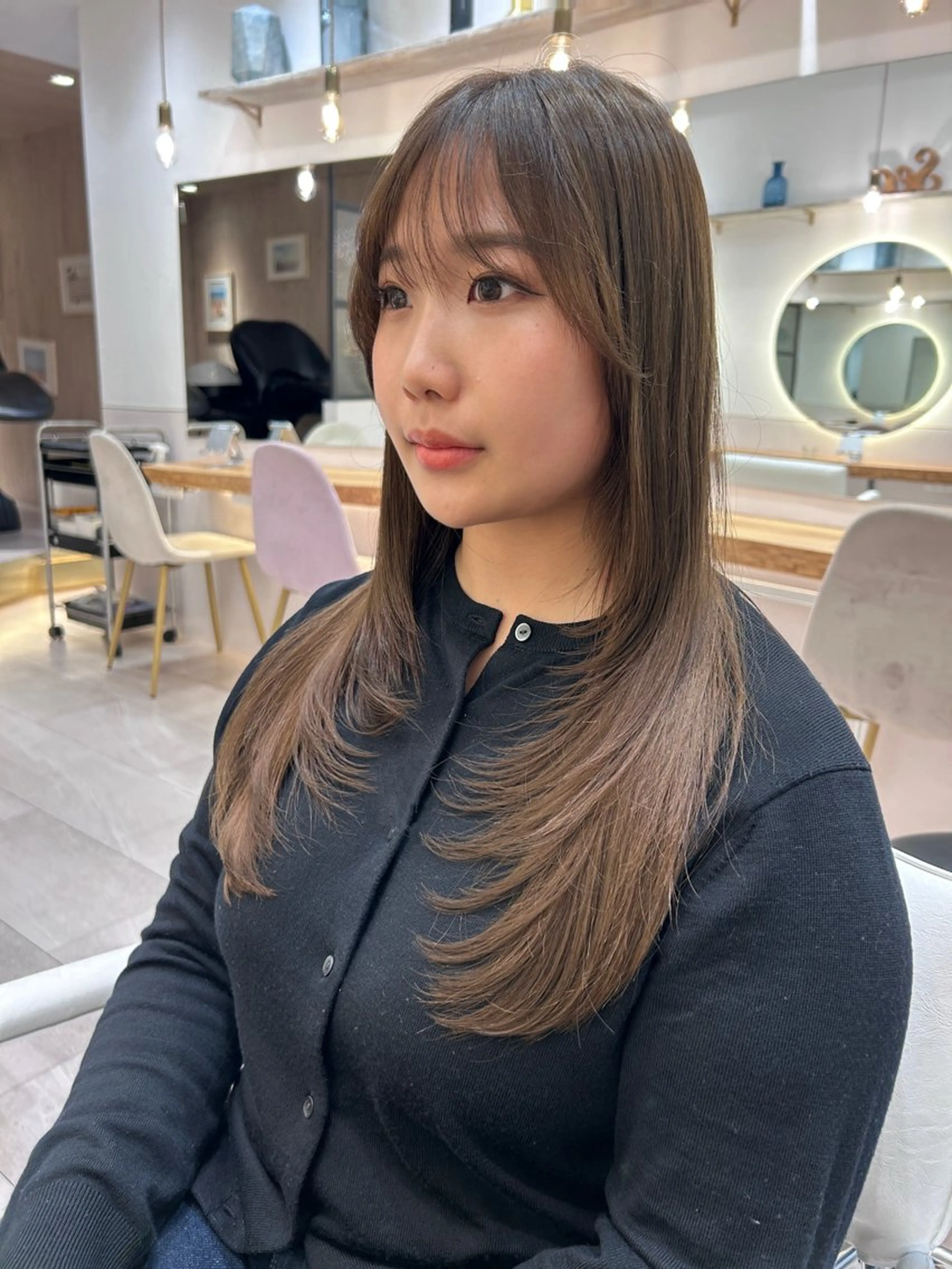 ロング 顔周りカット ハイレイヤー レイヤーカット カット ヘアカラー トリートメント ボブ/レイヤーボブ/ 髪質改善/梶川 夏季のヘアスタイル