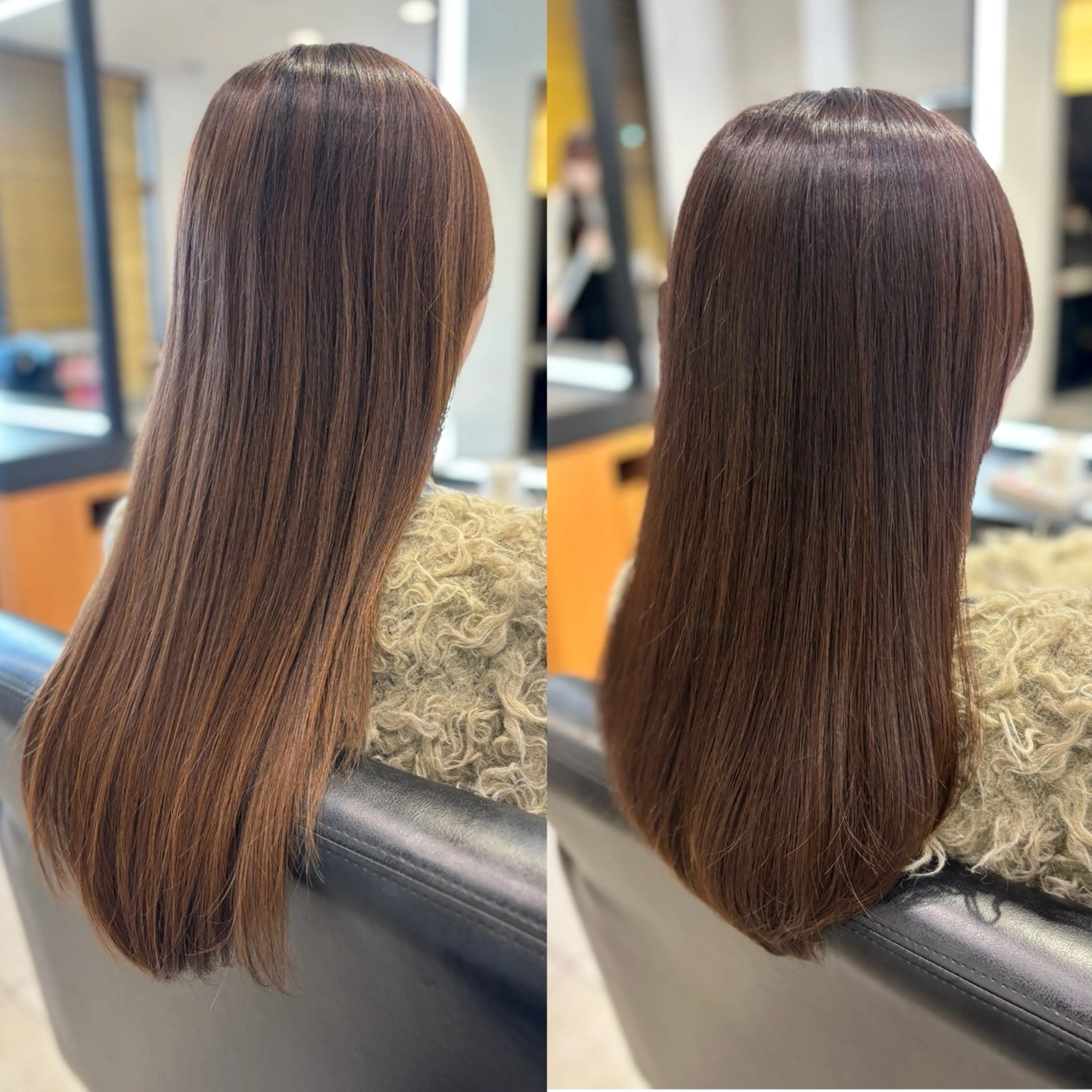 セミロング チョコレートブラウン カット ヘアカラー トリートメント RABU /髪質改善 伏見/ヘアケアサロンのヘアスタイル