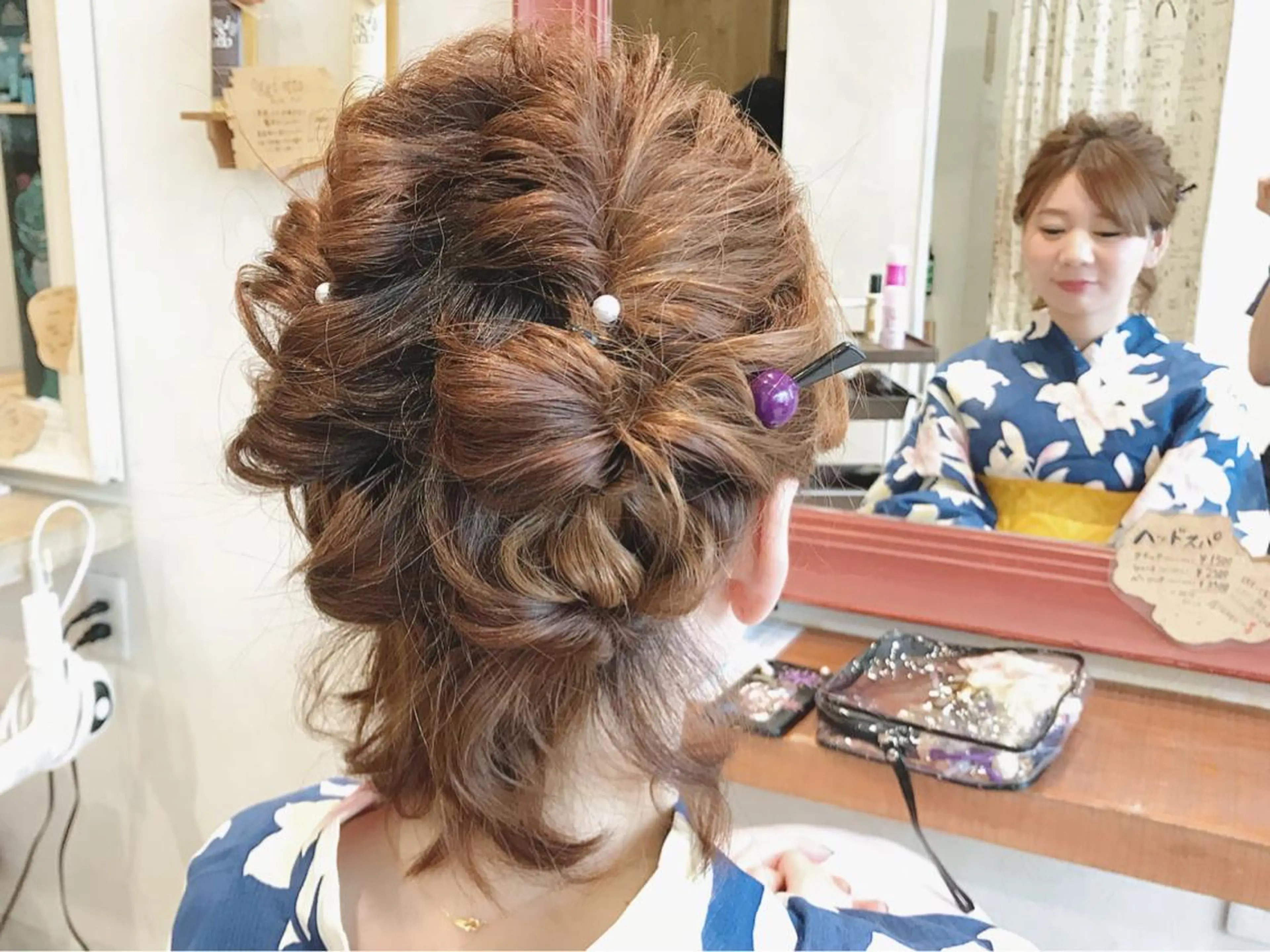 ミディアム ヘアアレンジ 浴衣 メンズ指名多数!! SiLO 田島のヘアスタイル