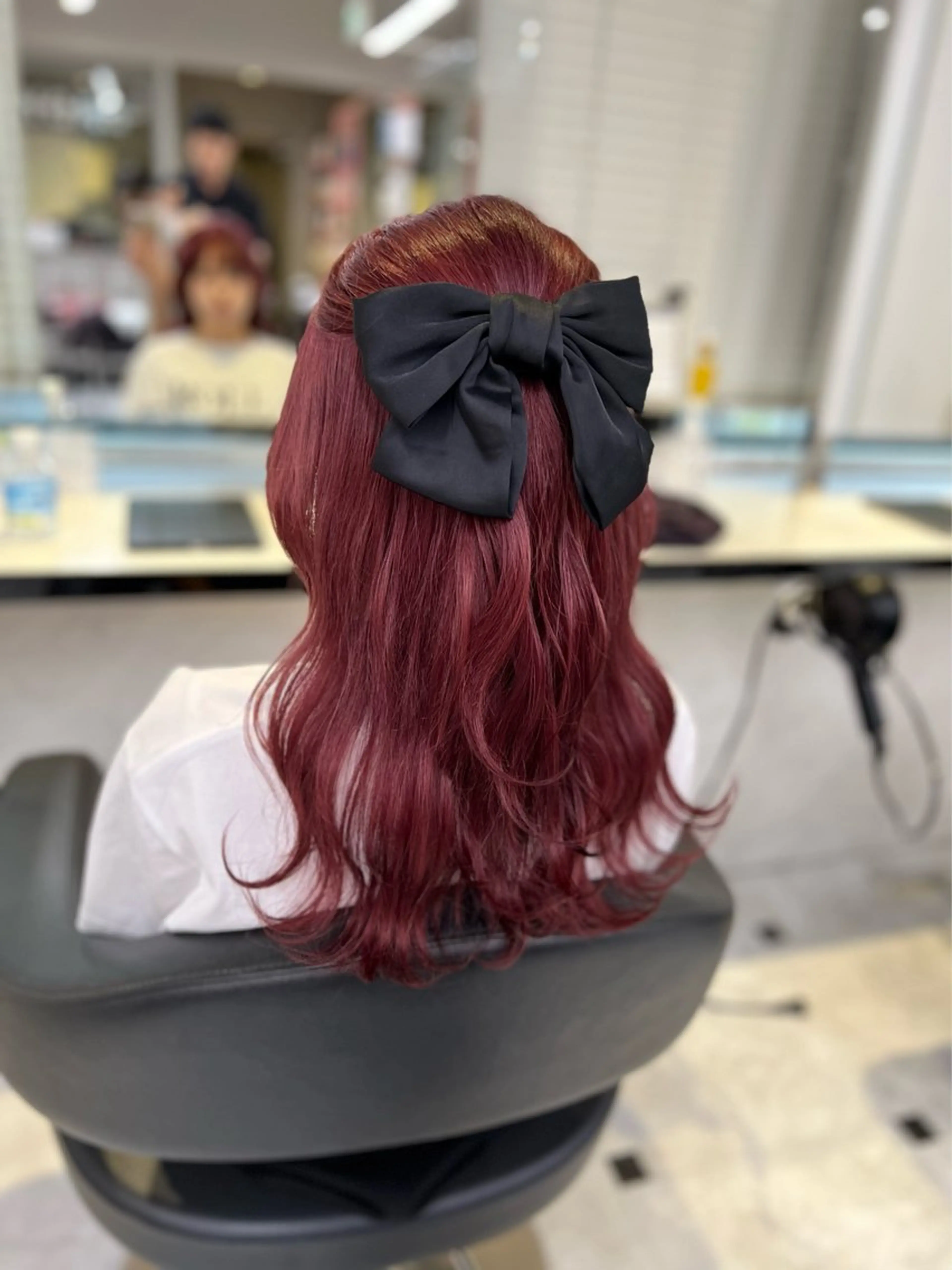 セミロング カラー ヘアアレンジ レッドカラー 💕上野美容師☁ ブリーチ💖サワのヘアスタイル