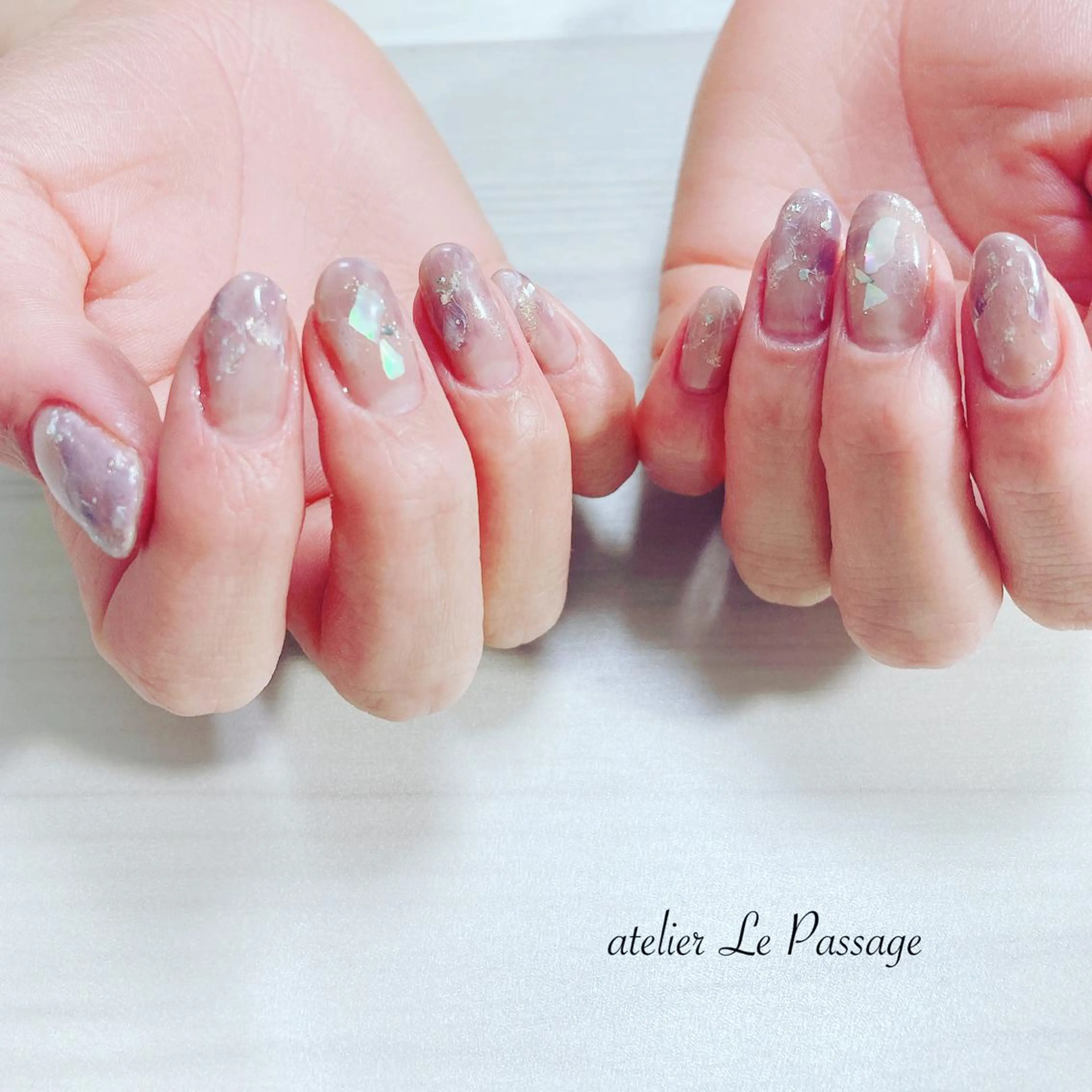 ネイル ブラウン ジェルネイル 大理石ネイル(マーブル) ニュアンスネイル パラジェル ハンドネイル Atelier Le Passage所属・h nakatsukaのネイルデザイン