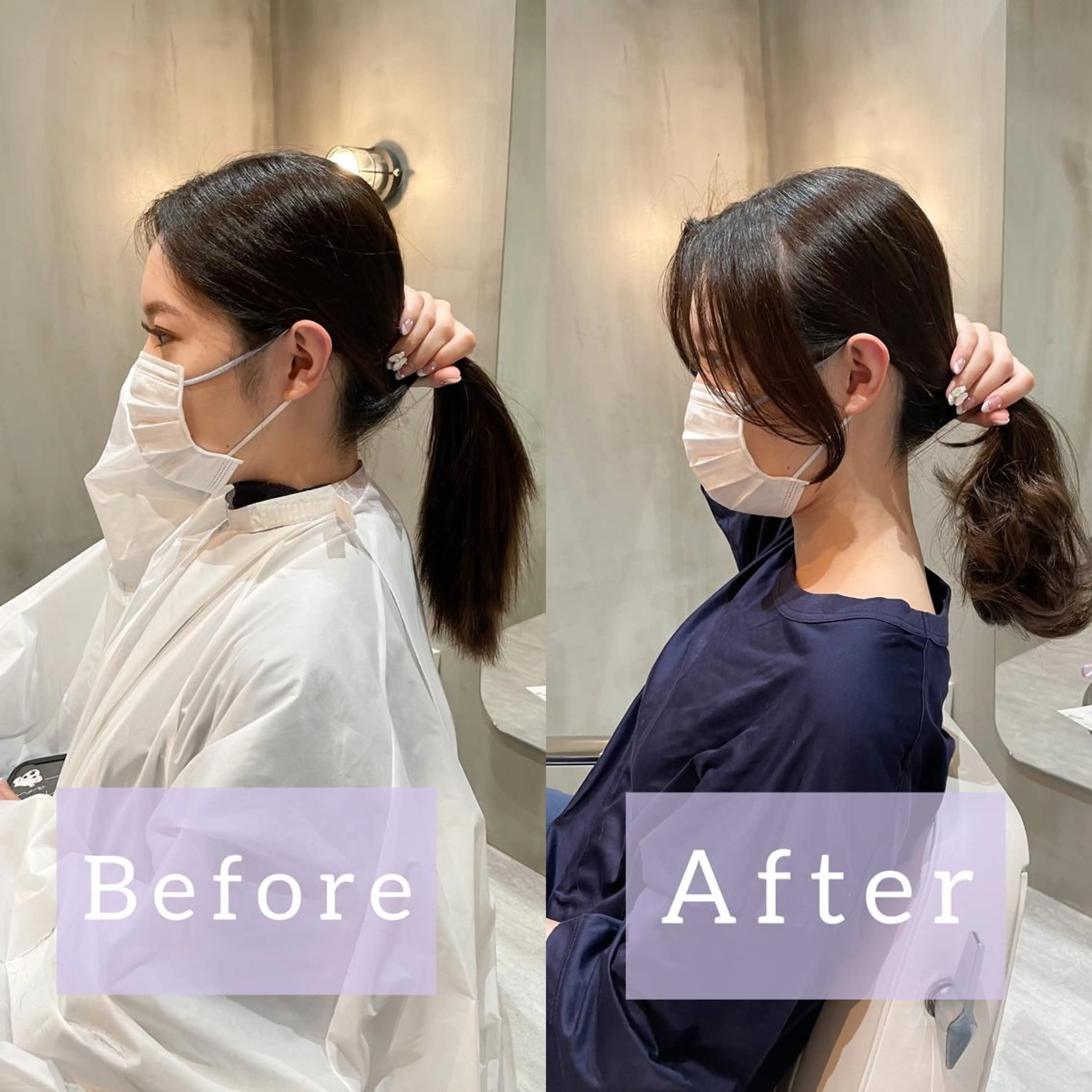 ミディアム くびれヘア 顔周りカット 韓国風ヘア カット トリートメント LOMA🇰🇷 銀座クボタのヘアスタイル