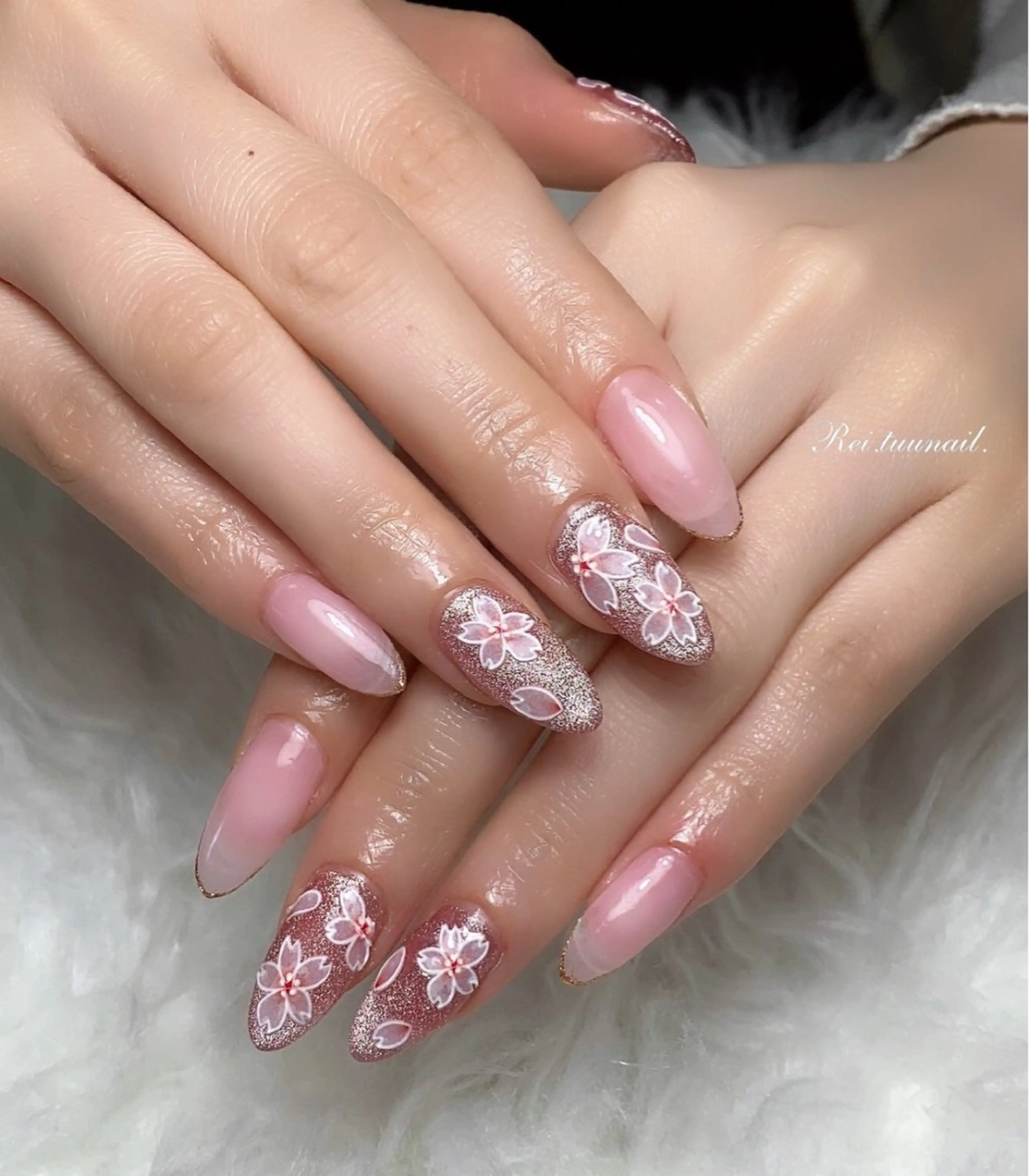 ネイル チークネイル フラッシュネイル フットネイル フレンチネイル ガラスフレンチ Nailsalon / Rei.tuuのネイルデザイン