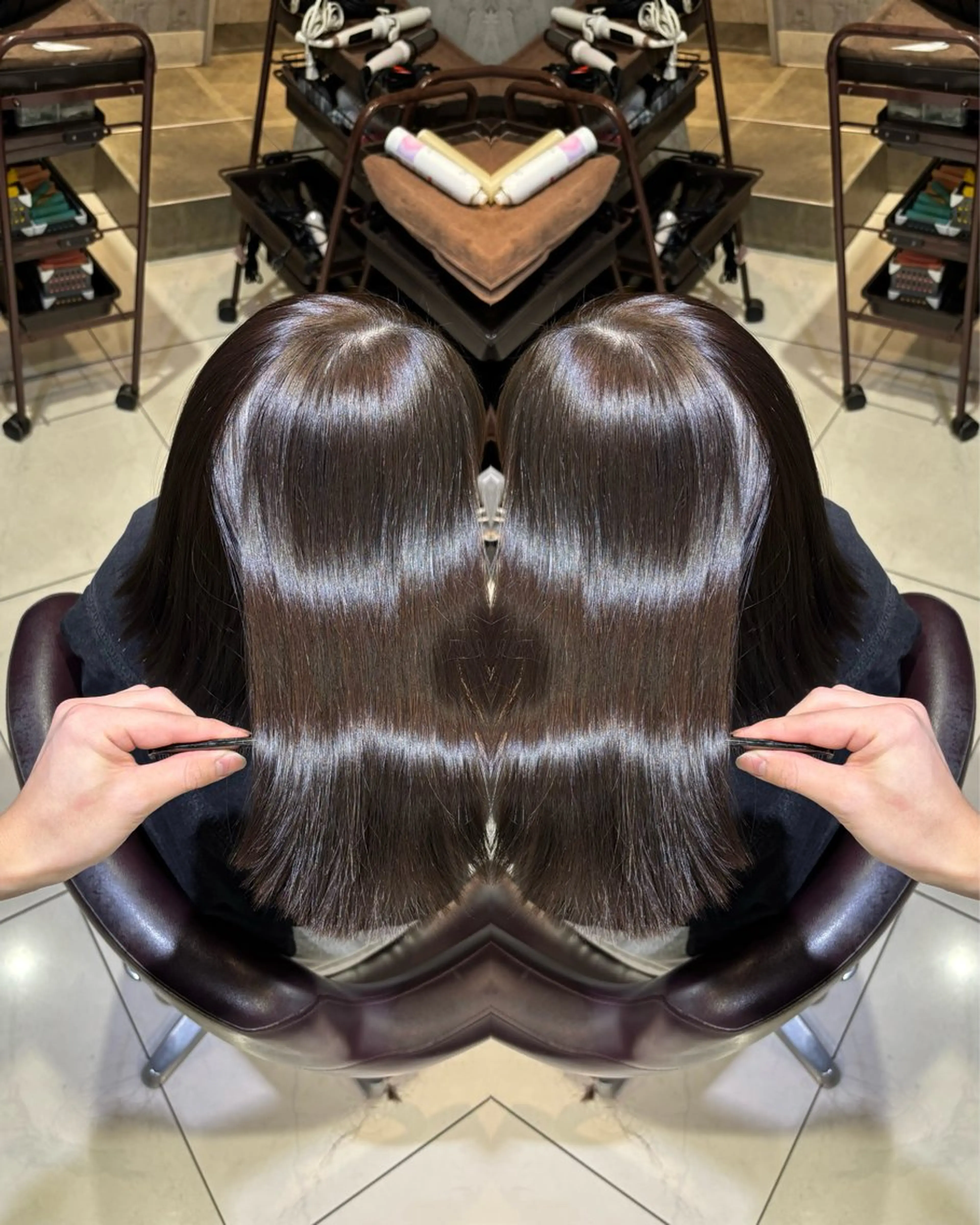 ロング カラー カット ヘアカラー 縮毛矯正 トリートメント 🦋レイヤー✖︎ 髪質改善🦋リョウヤのヘアスタイル