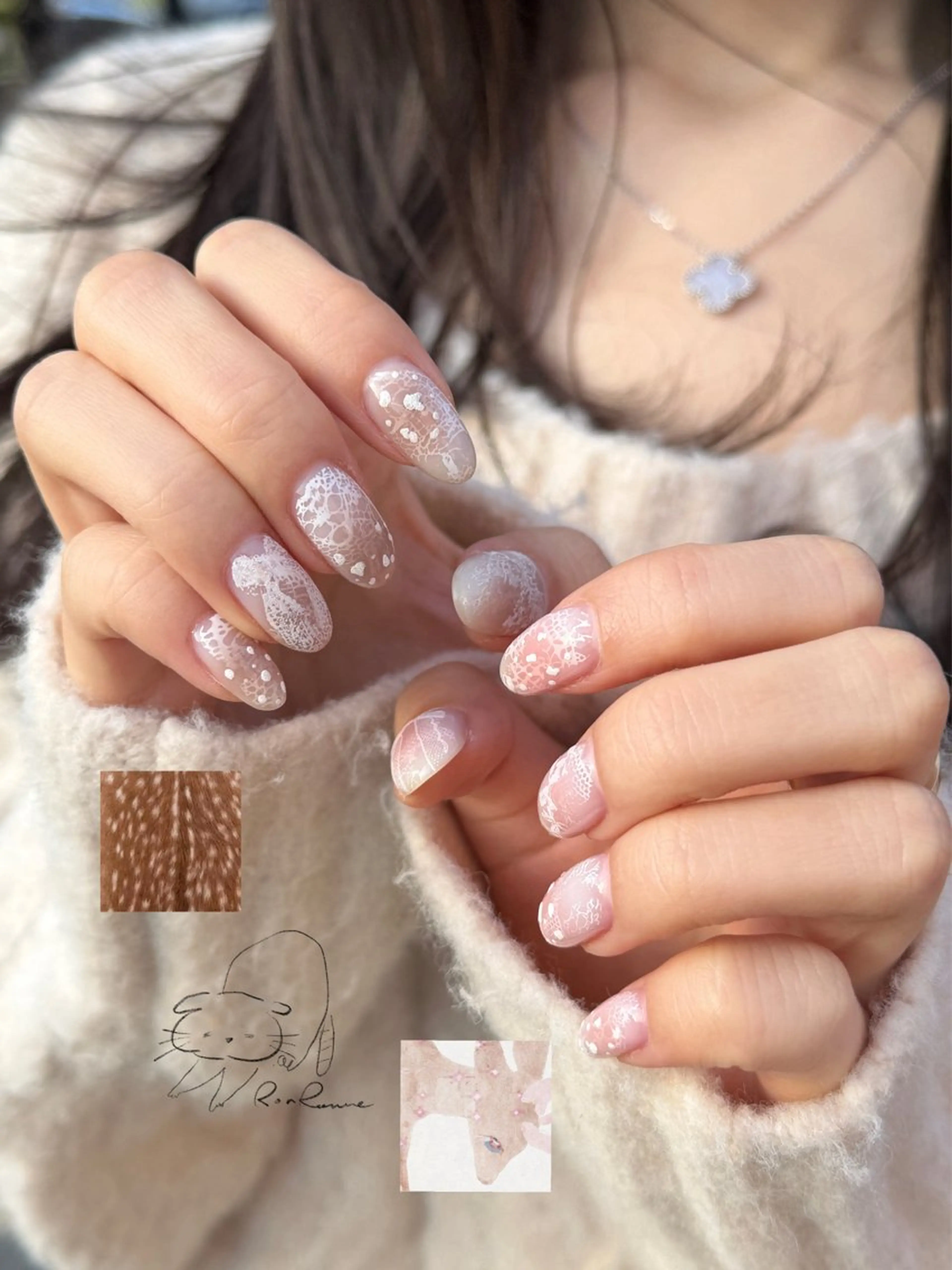 ネイル オーロラネイル 長さ出し フレンチネイル ジェルネイル ミラーネイル ハンドネイル Cho Artネイル所属・ronronne .のネイルデザイン