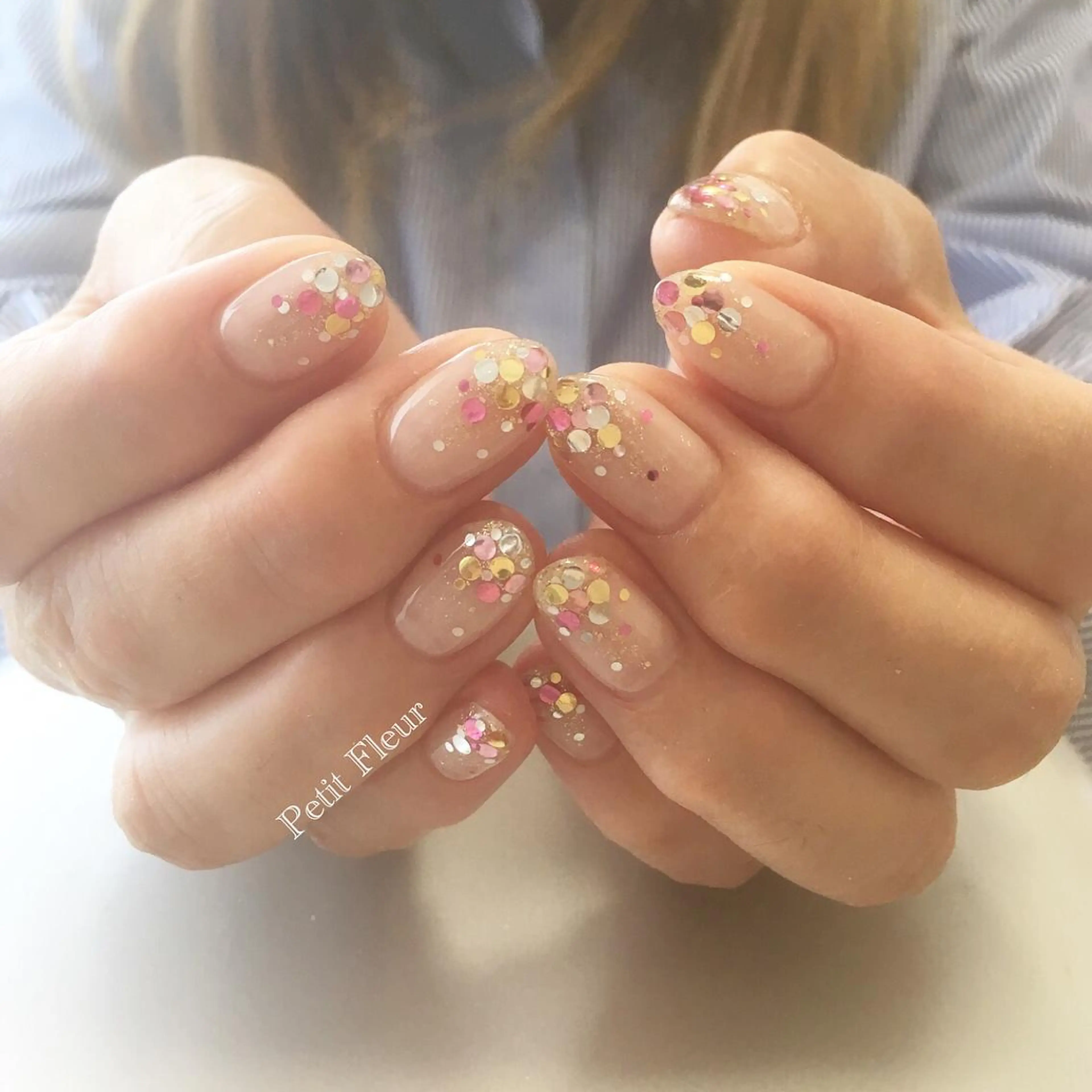 ネイル クリアネイル ホログラムネイル キラキラネイル ラメ(グリッター) Petit Fleur所属・青柳 亜梨奈のマツエク・マツパデザイン