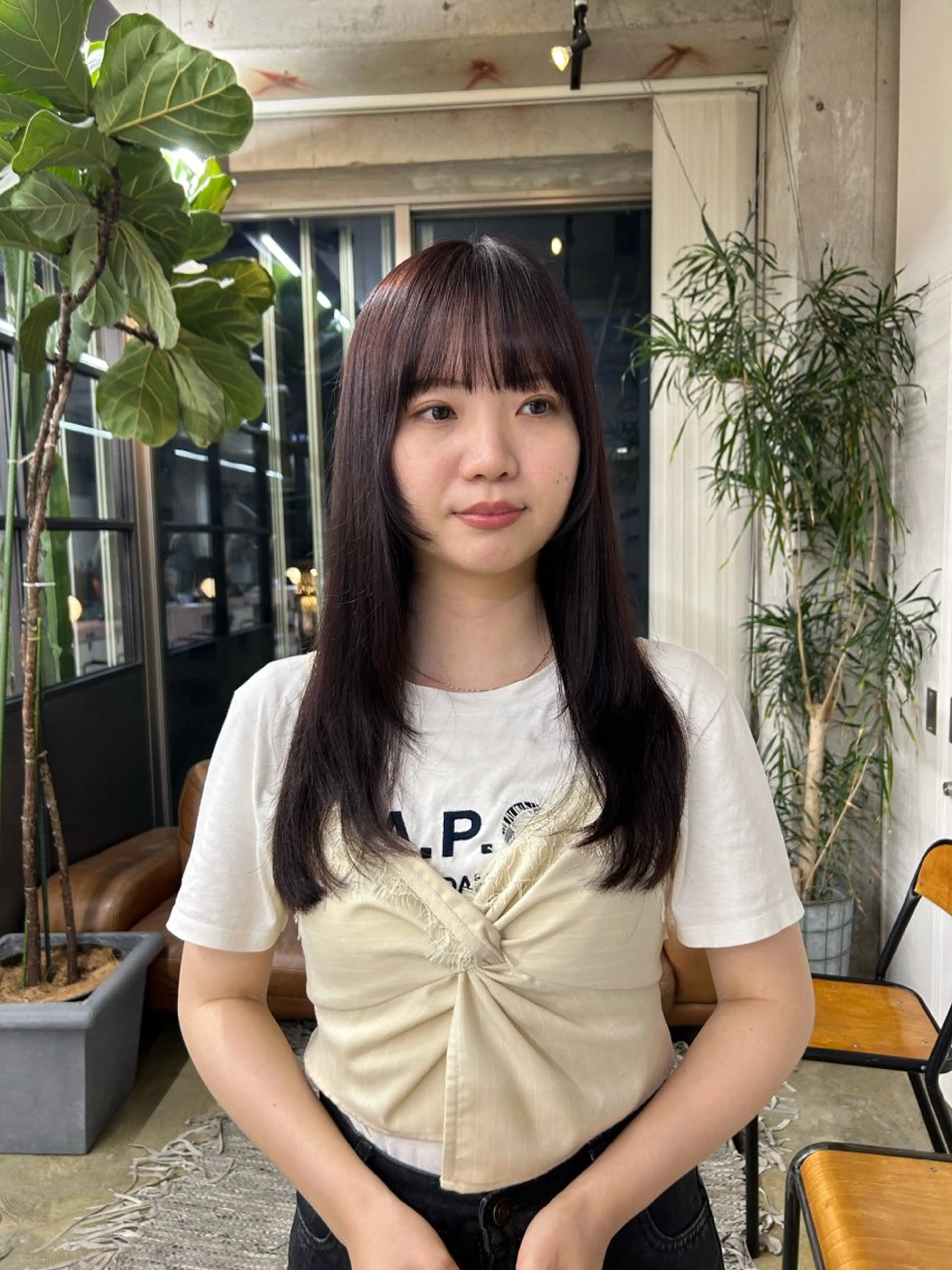 ロング カラー ブリーチ ブリーチなしカラー ピンクカラー ピンクパープル パープルカラー 小川真歩/パーマ /暖色オリーブのヘアスタイル