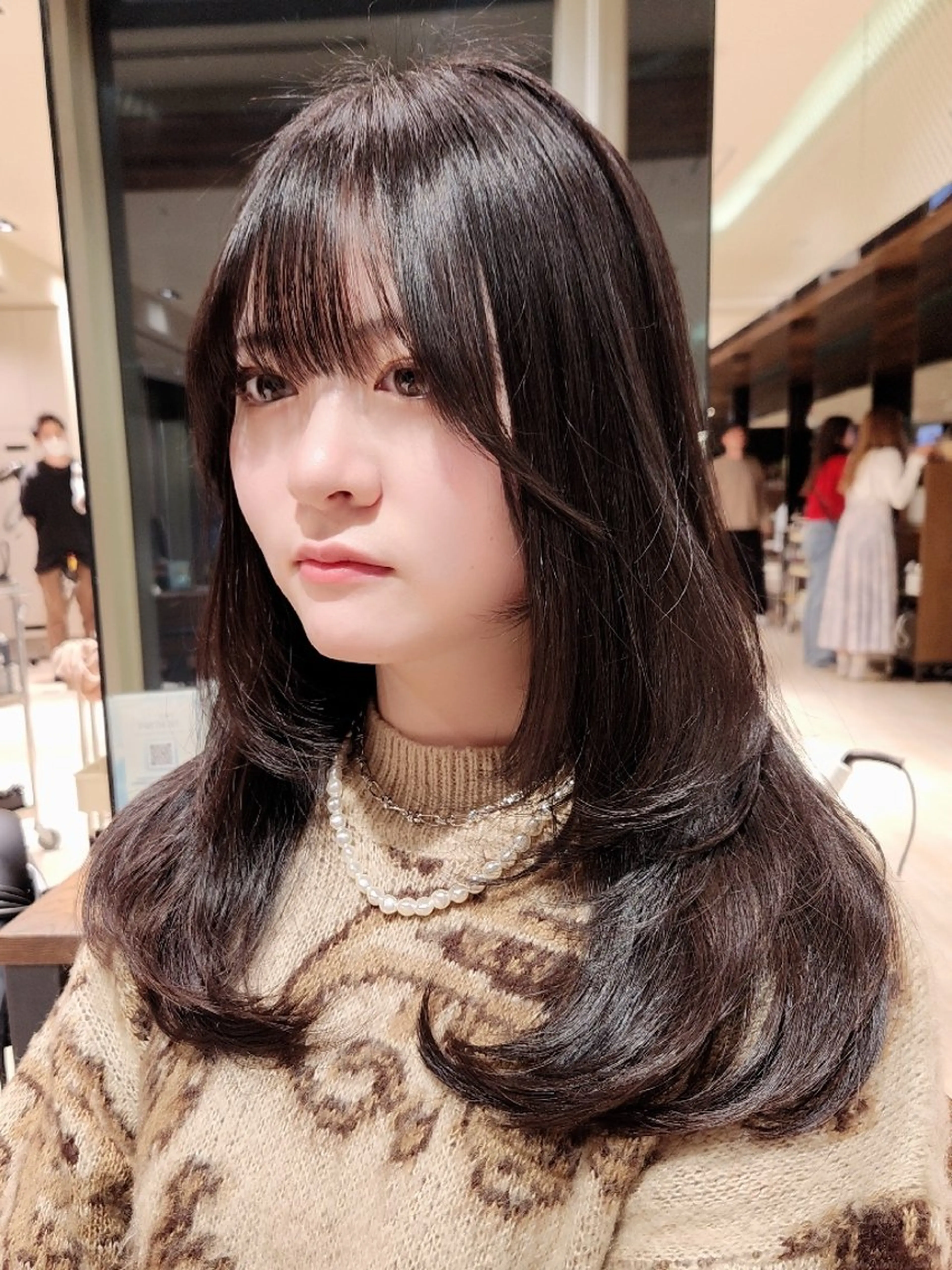 セミロング ハイレイヤー レイヤーカット ウルフカット カット ヘアカラー トリートメント Nanako。/韓国 ヘア/顔周りカットのヘアスタイル