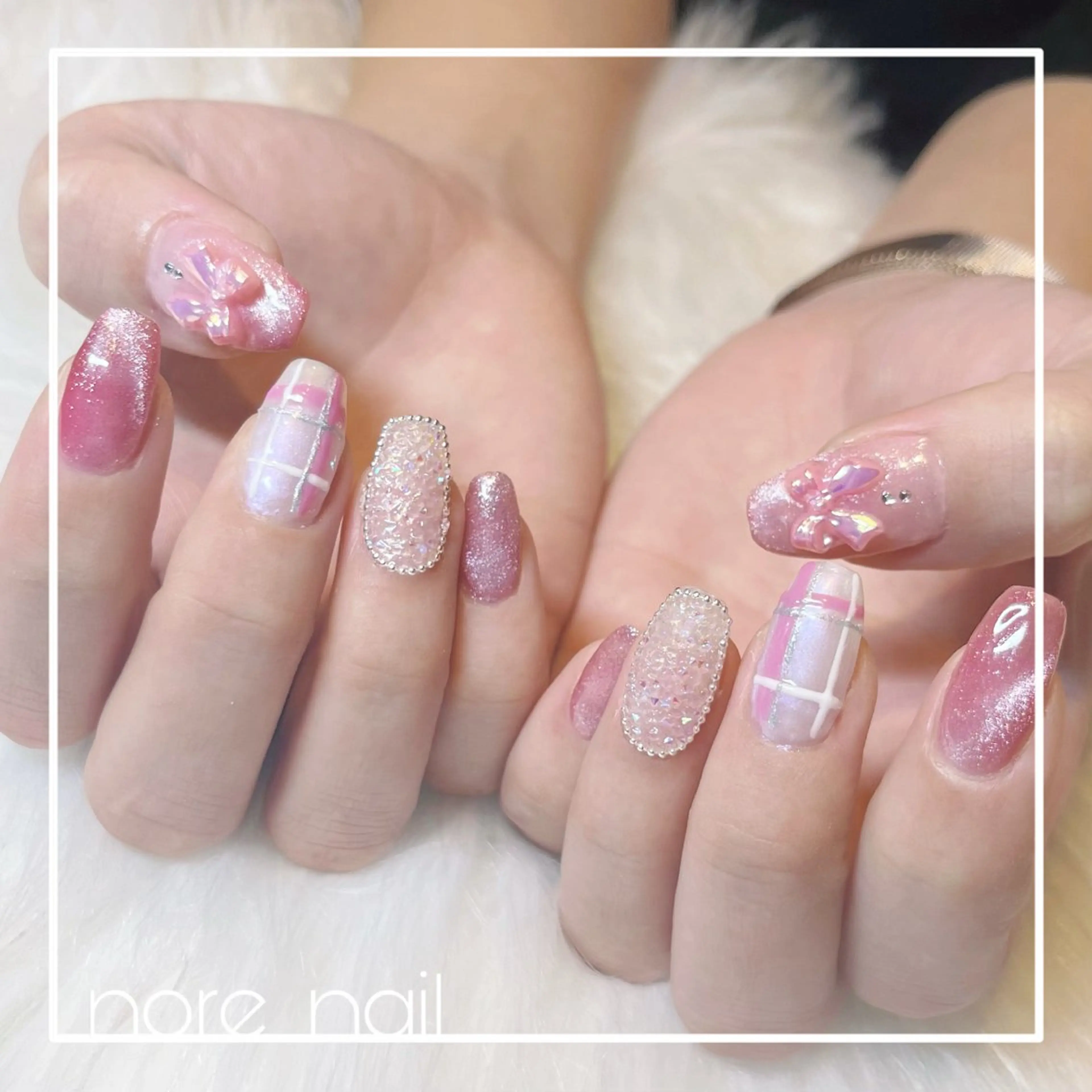 ネイル マグネットネイル ピンク ハンドネイル nore nail所属・nore nailのネイルデザイン