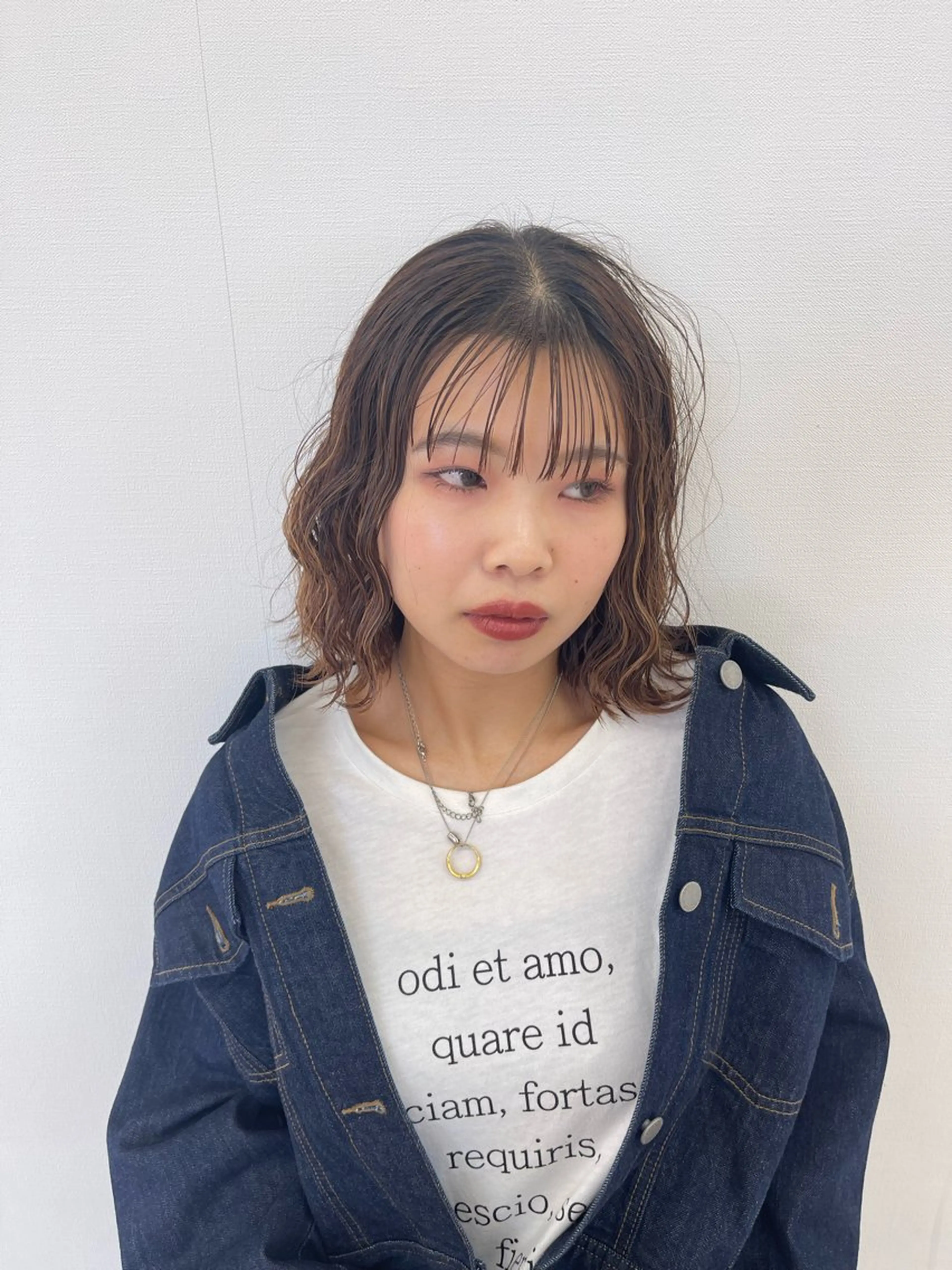 ミディアム パーマ ミディアムパーマ ボブ カット パーマ トリートメント 石原圭悟 /ショート/艶カラーのヘアスタイル