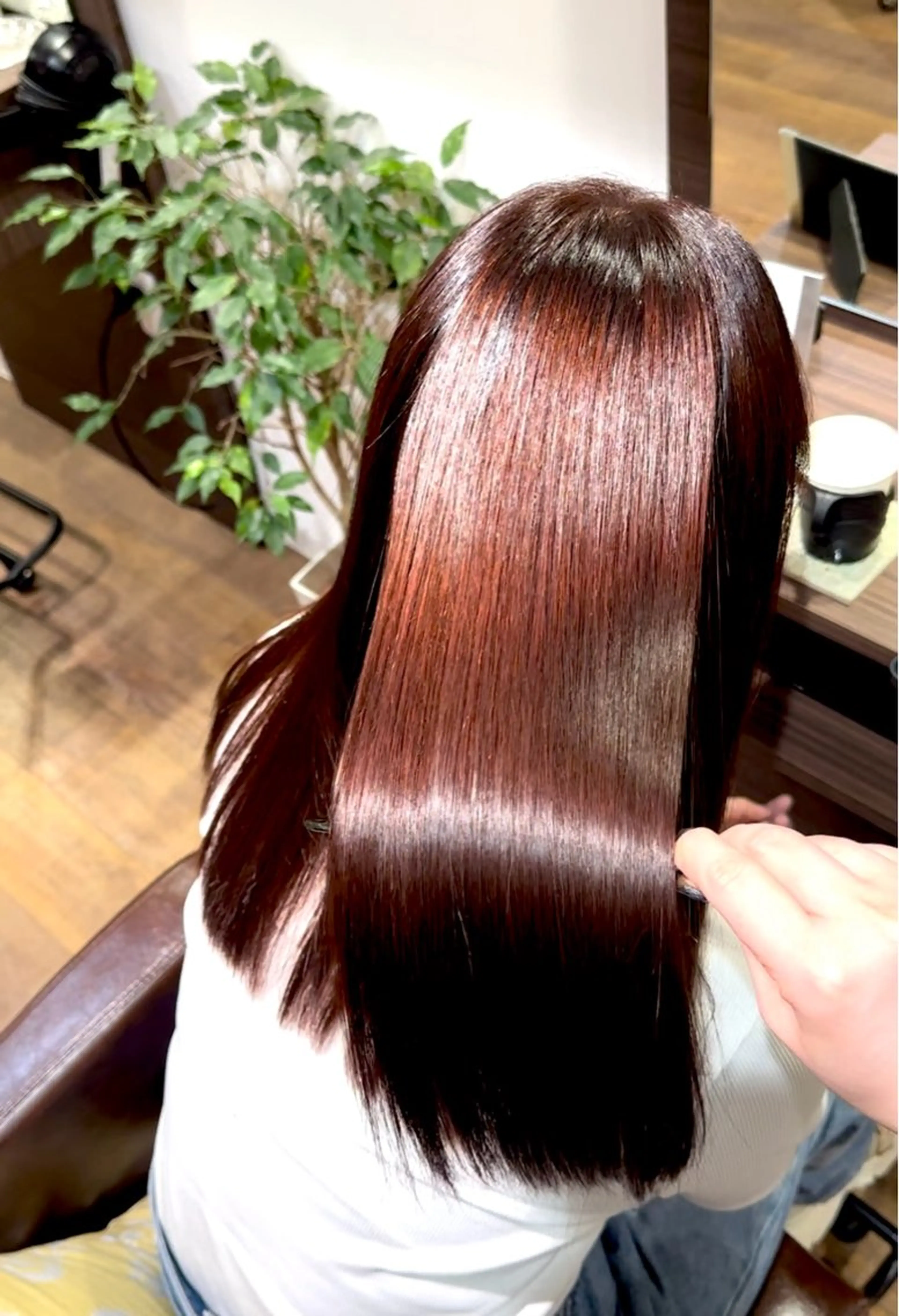 🌕【髪質改善+カラーも同時施術🙆♀️】🍯カット+カラー+TOKIO縮毛矯正+毛髪強化剤TRの写真