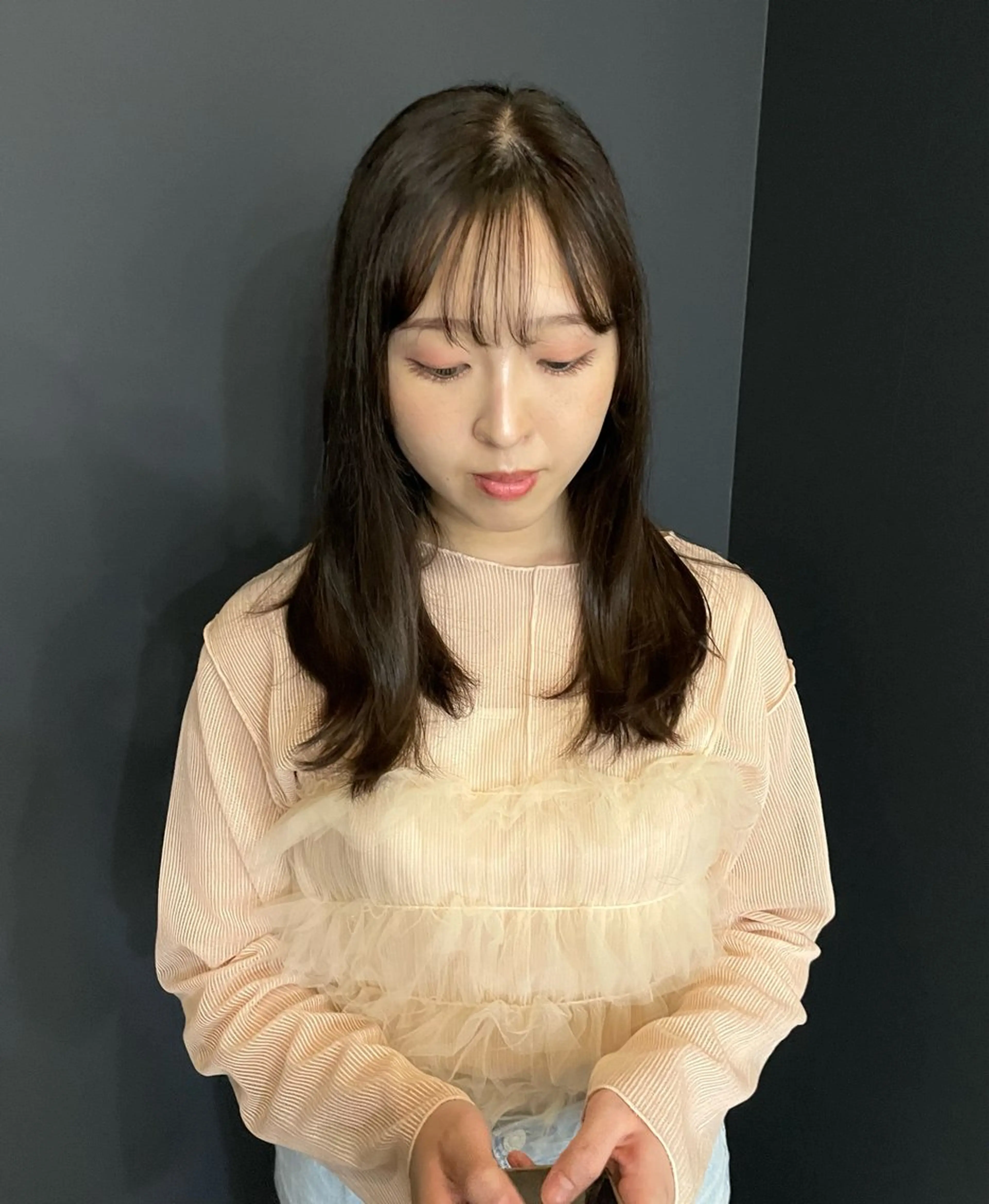 セミロング カラー ベージュカラー 縮毛矯正 ヘアカラー トリートメント men'scut募集 /艶カラー/上杉健太のヘアスタイル