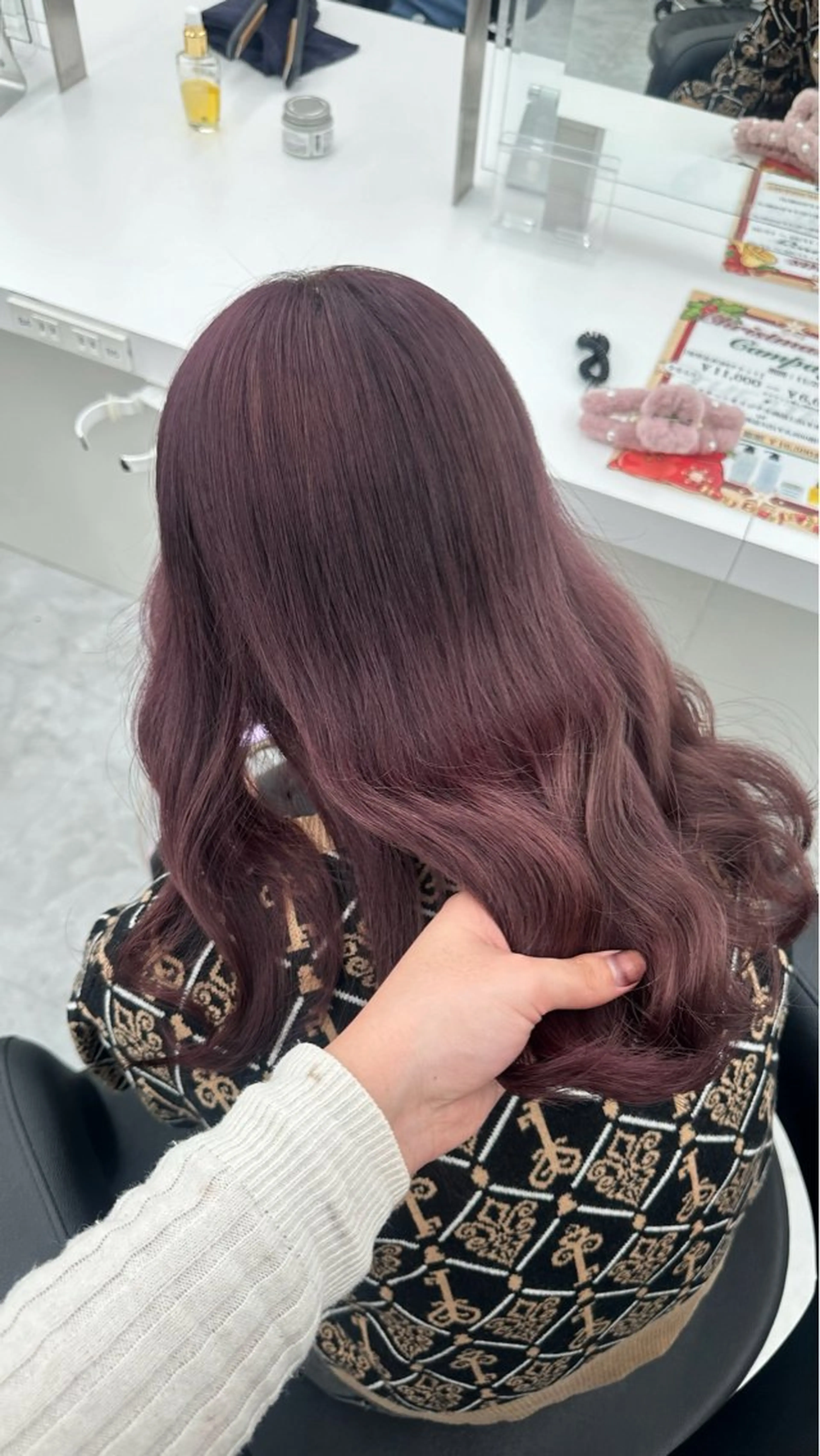 🍒韓国風暖色カラー🍷ブリーチなしダブルカラー&オリジナルトリートメント+炭酸Spa🫧🍷の写真