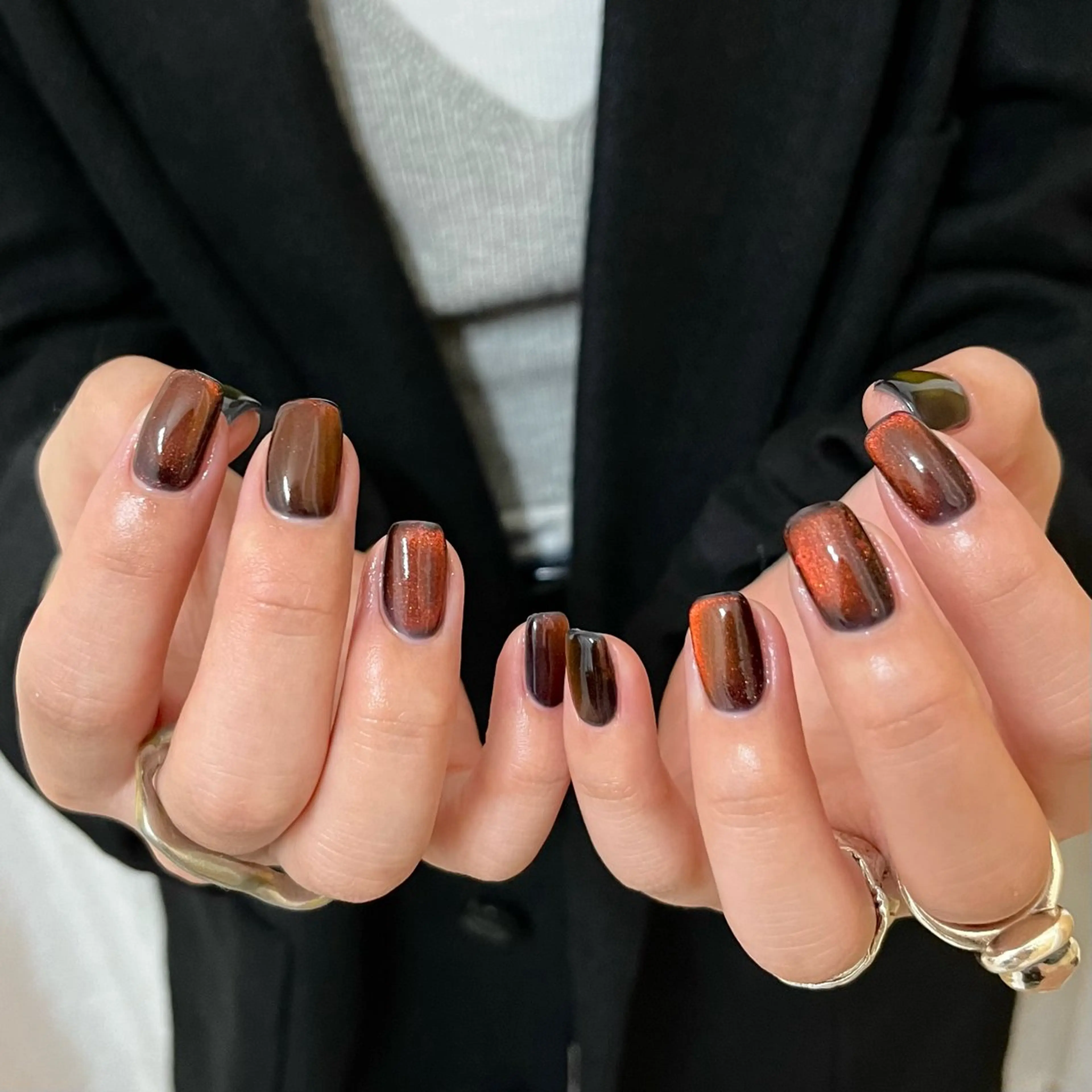 ネイル グリーン マグネットネイル ハンドネイル nail salon O (en)所属・vegh. nail／阿波座のネイルデザイン