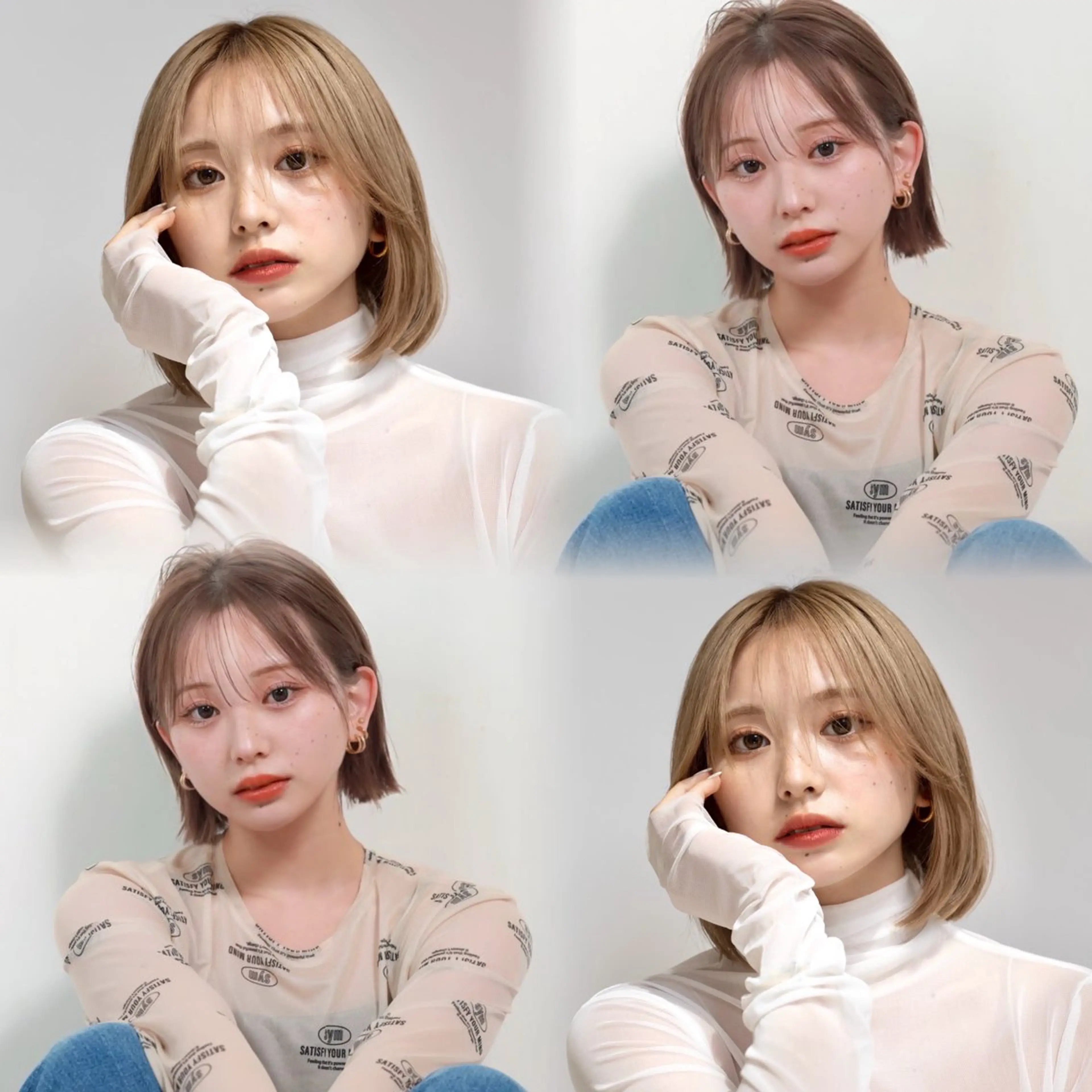 ショート カラー ベージュカラー ブリーチ 透明感カラー ブリーチなしカラー ボブ ボブ/レイヤーカット /表参道 yunaのヘアスタイル