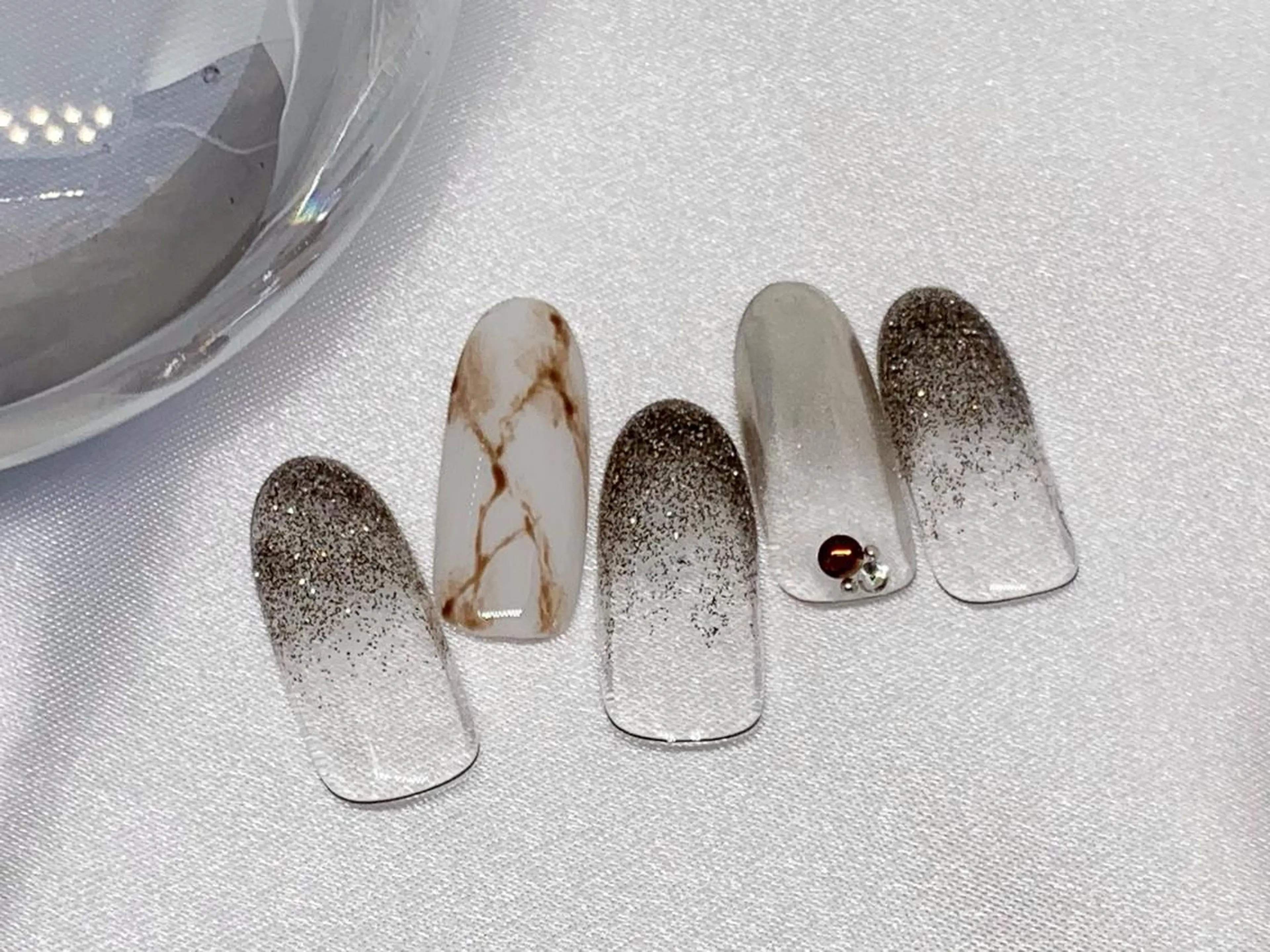 ネイル ラメ(グリッター) ラメグラデーション 大理石ネイル(マーブル) ハンドネイル ネイリストUSUI♡ パラジェルフィルインのネイルデザイン