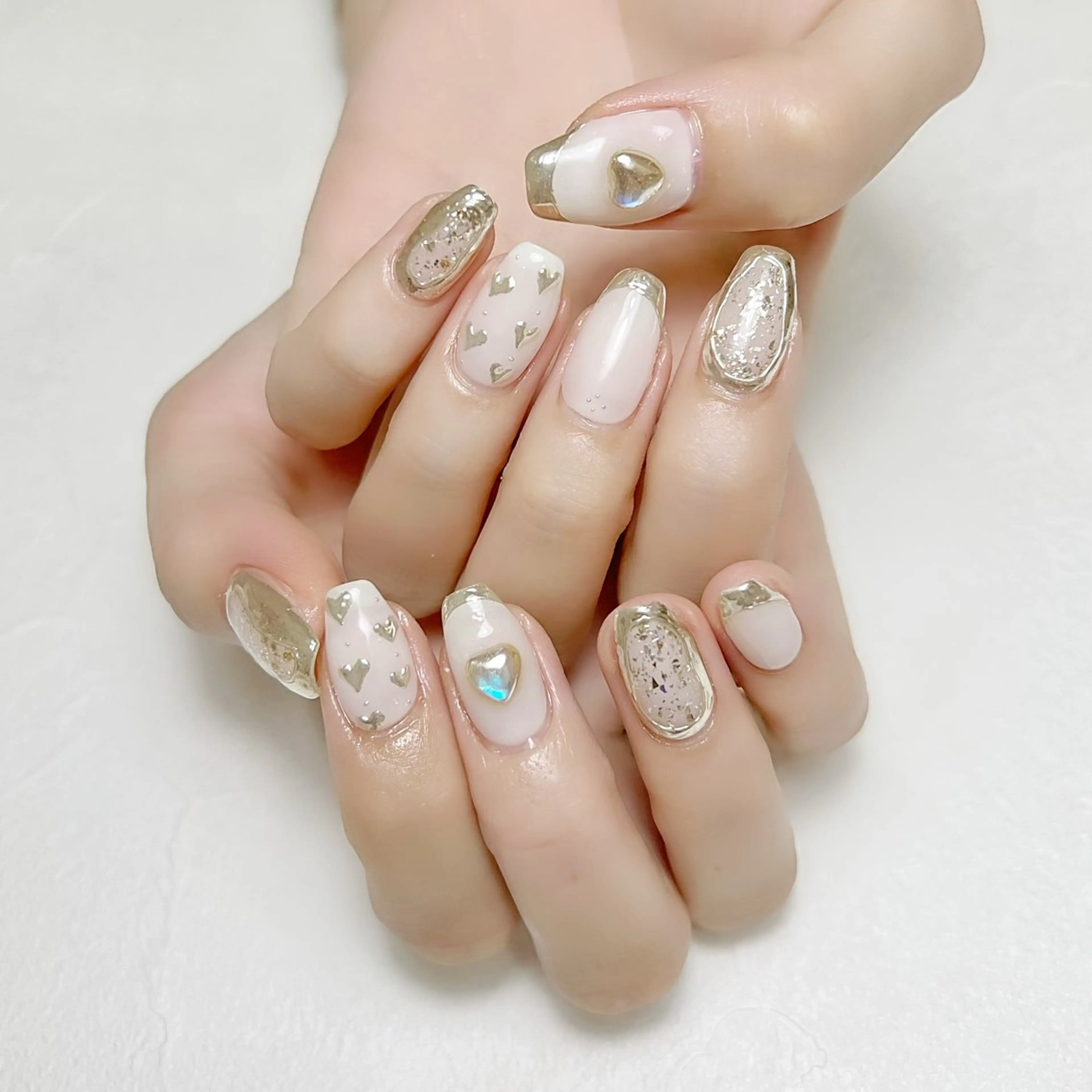 ネイル ゴージャス ハート ラメ(グリッター) ミラーネイル ニュアンスネイル rouse nail RISATOのネイルデザイン