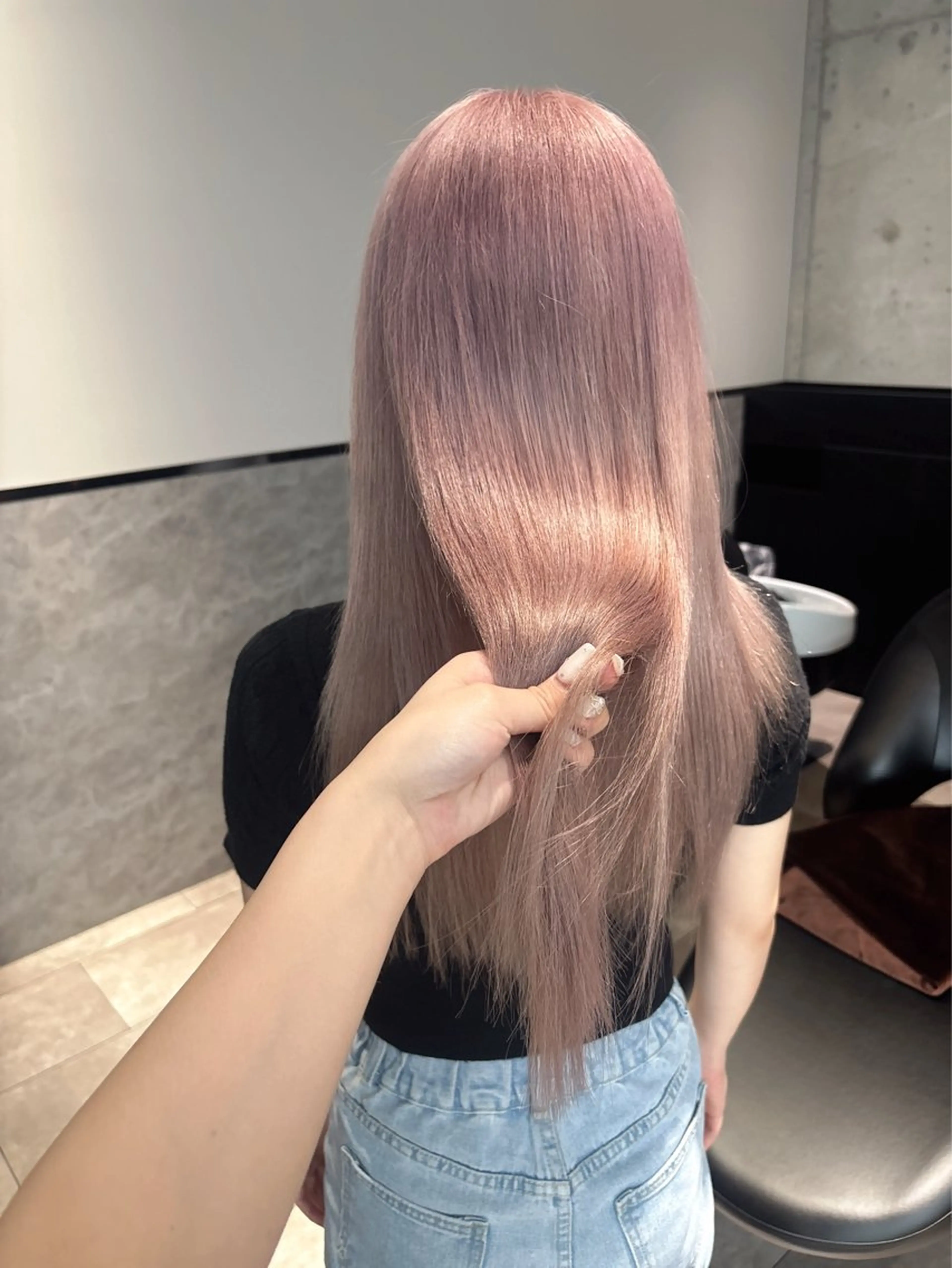 ミディアム ヘアカラー rina／ベージュ ワンホン/韓国ヘアのヘアスタイル