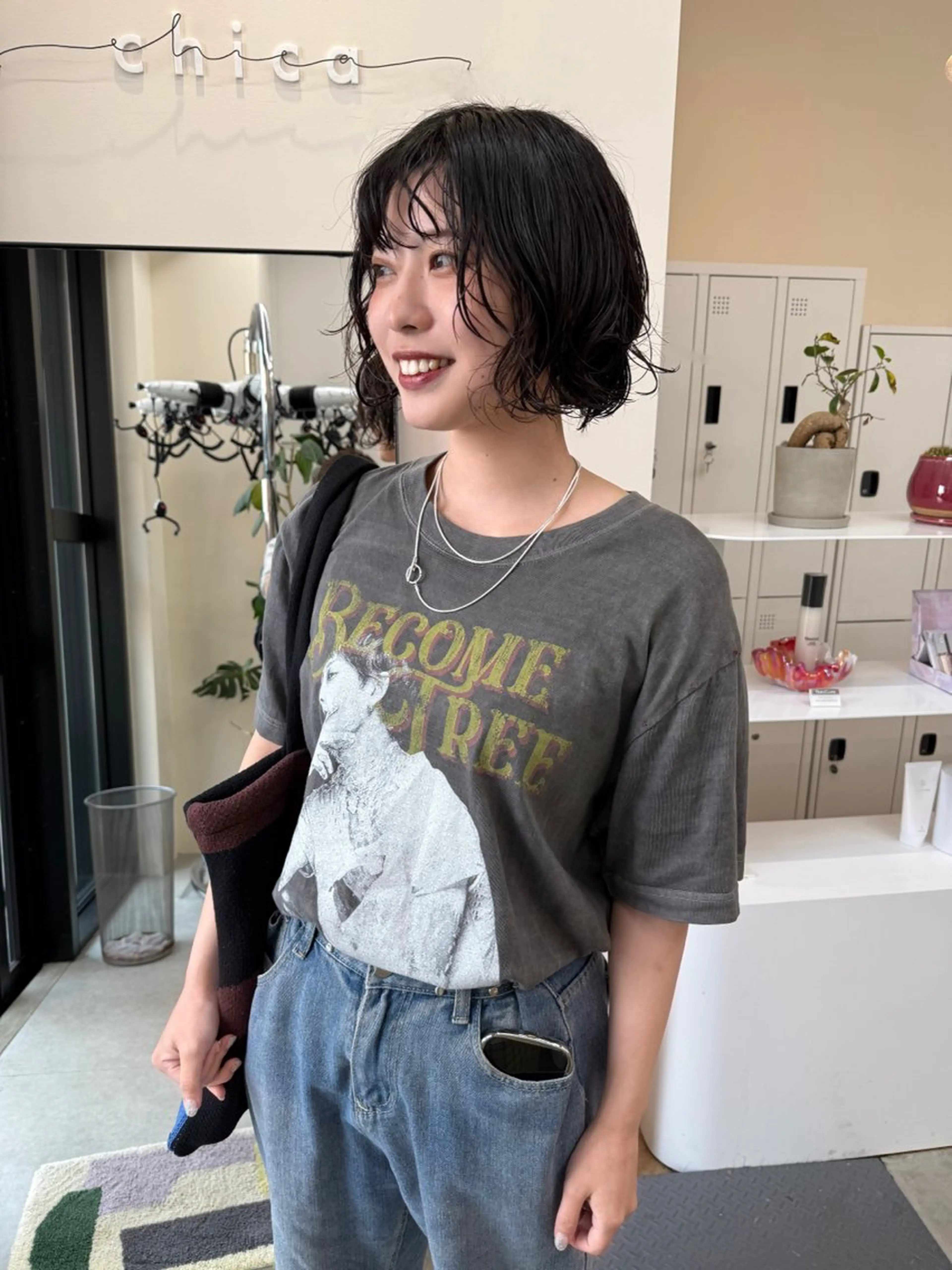 ミディアム ミディアムパーマ ボブ ボブカットモデル/パ ーマ/harunaのヘアスタイル